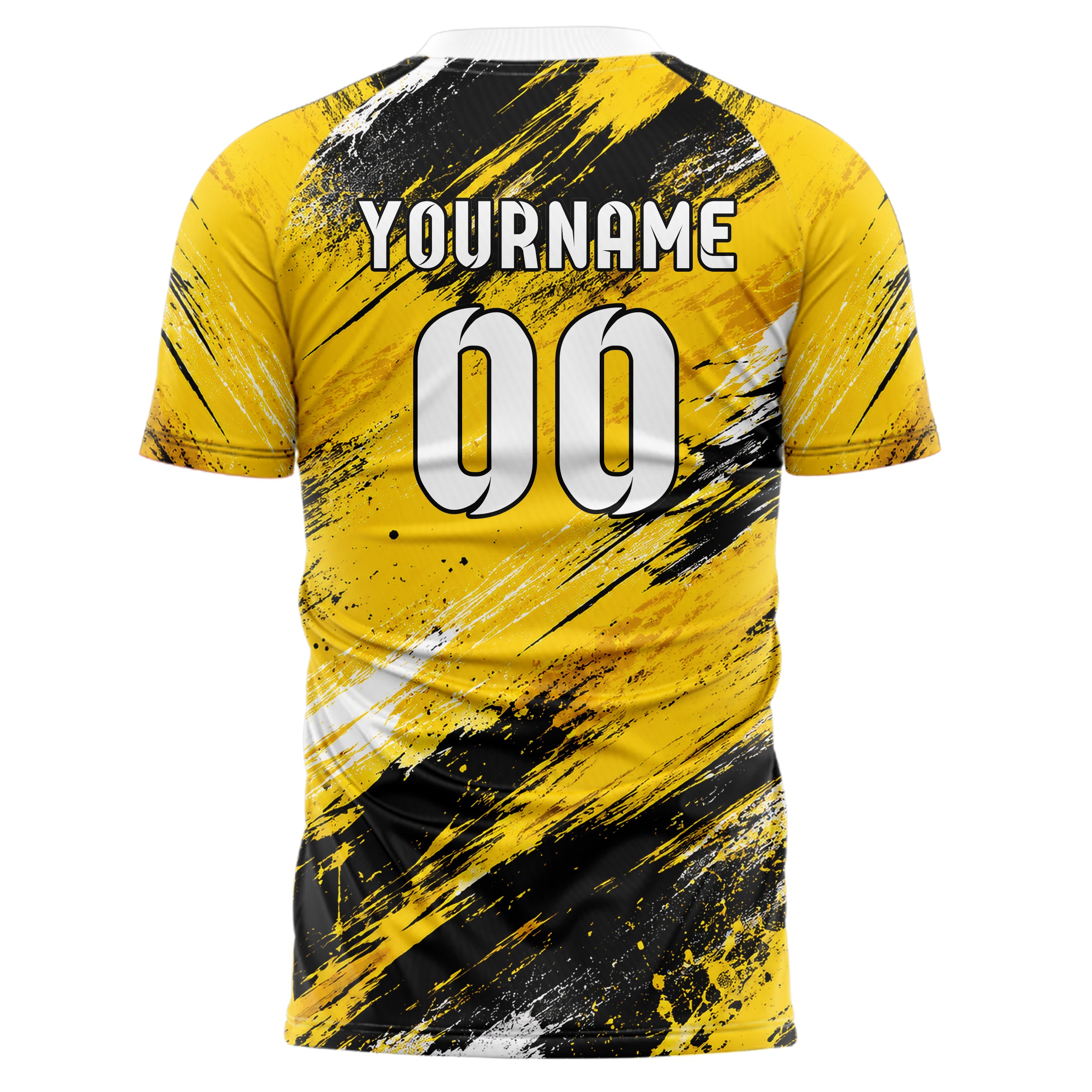 Gelb lebendiges Graffiti Scratch Marks Design 03-0350 individuelles Fußballtrikot back