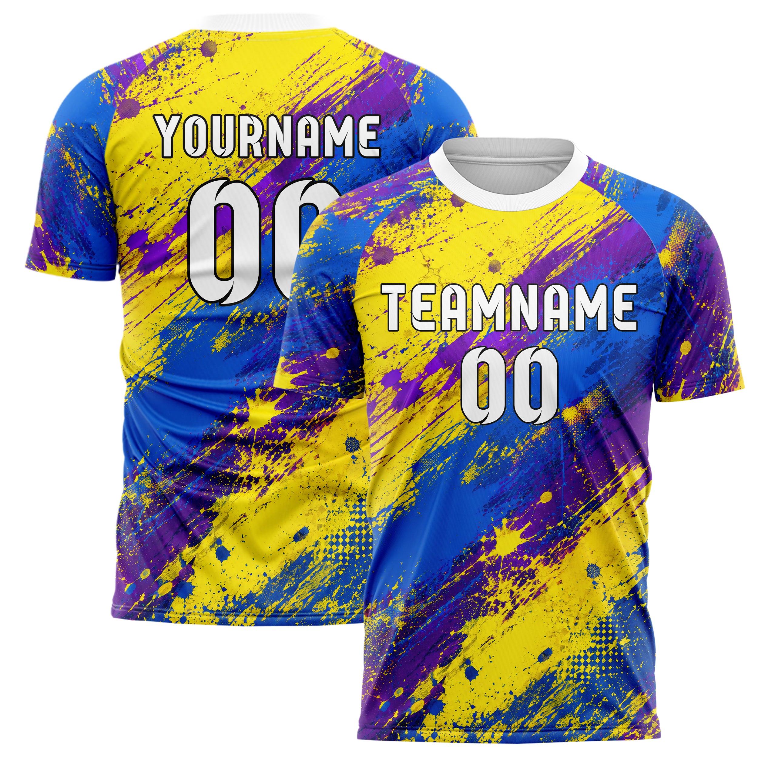 Gelb lebendiges Graffiti Spray Splatter Design 03-0064 individuelles Fußballtrikot main