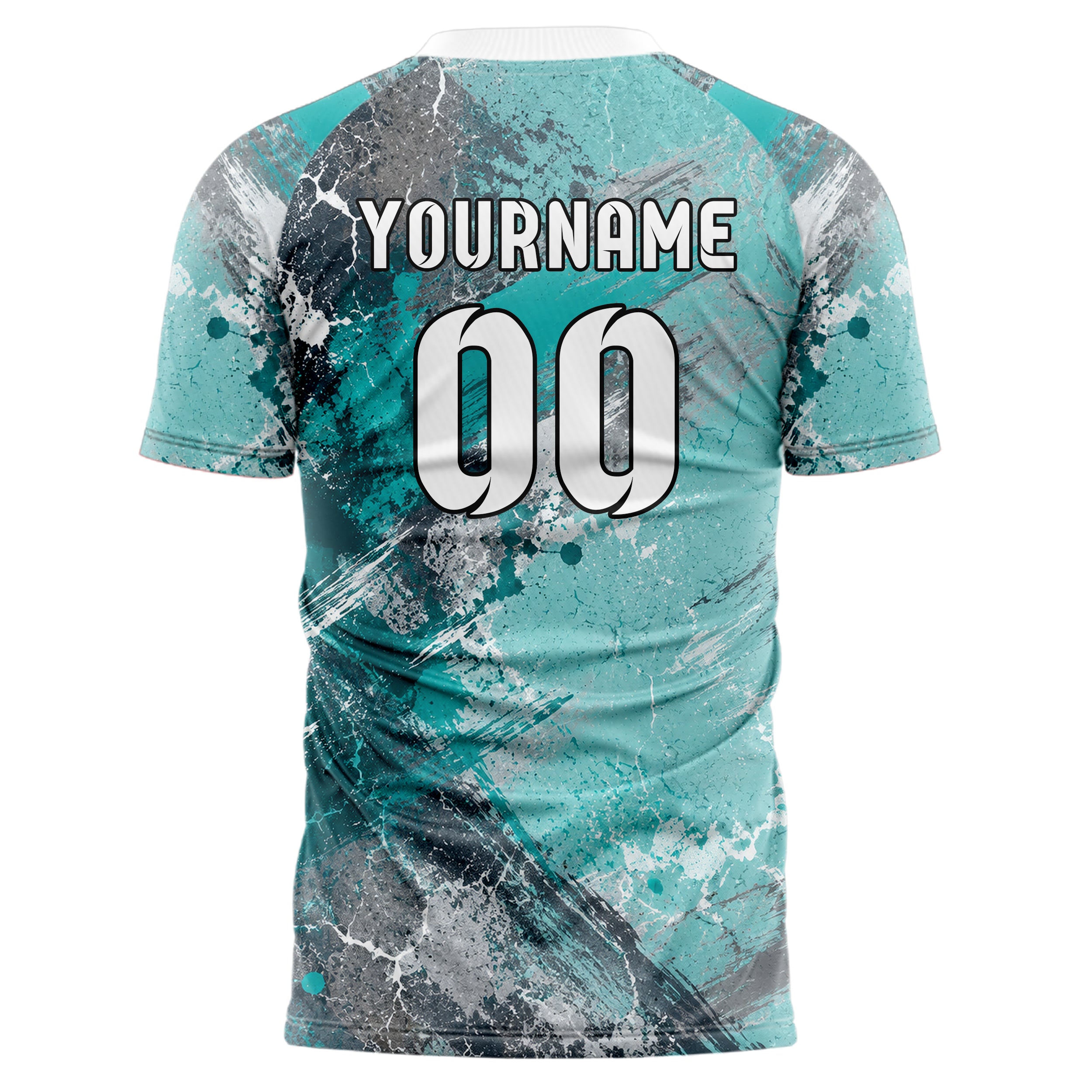 Aqua klassisches Graffiti Cracked Texture Design 03-0098 individuelles Fußballtrikot back