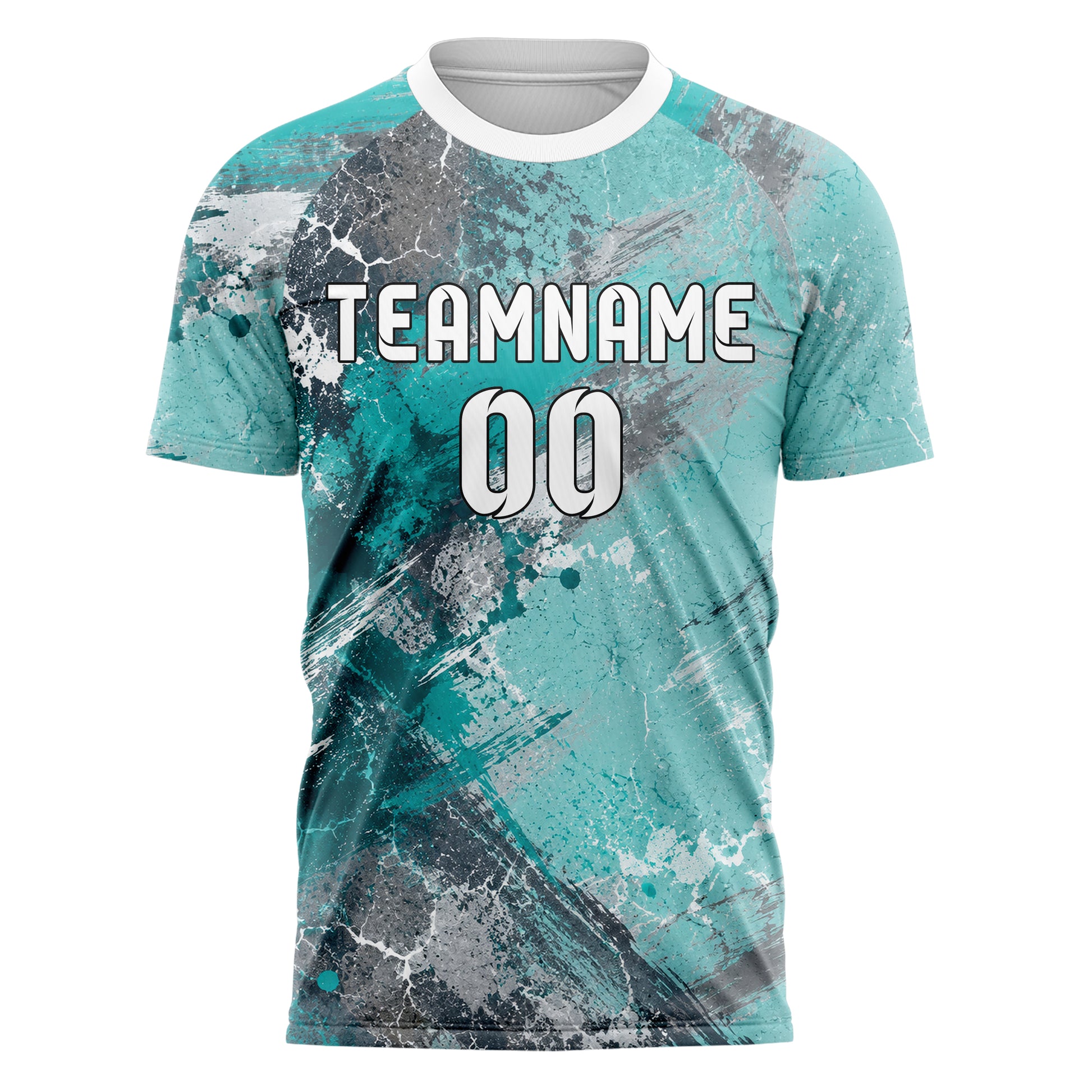 Aqua klassisches Graffiti Cracked Texture Design 03-0098 individuelles Fußballtrikot front
