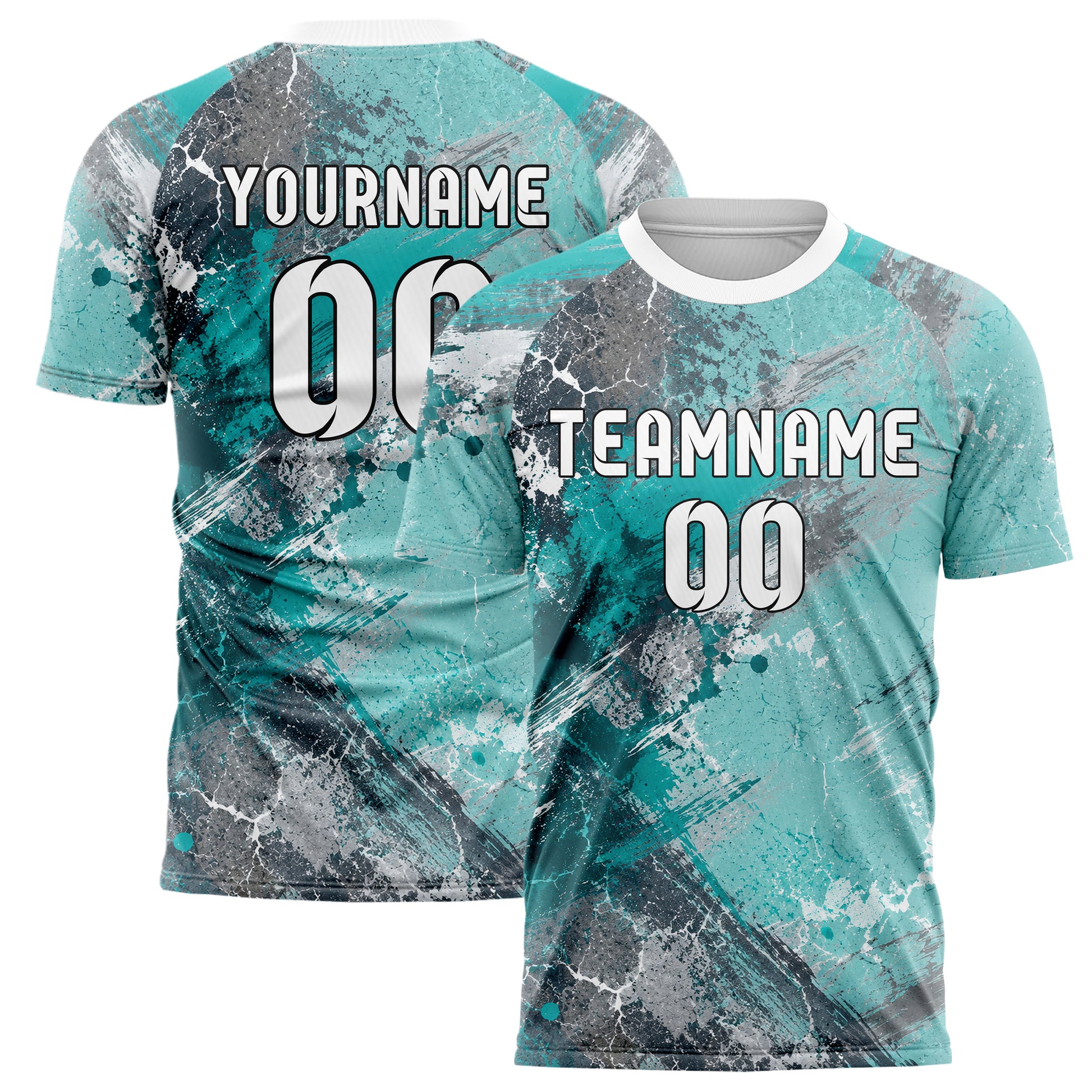 Aqua klassisches Graffiti Cracked Texture Design 03-0098 individuelles Fußballtrikot main