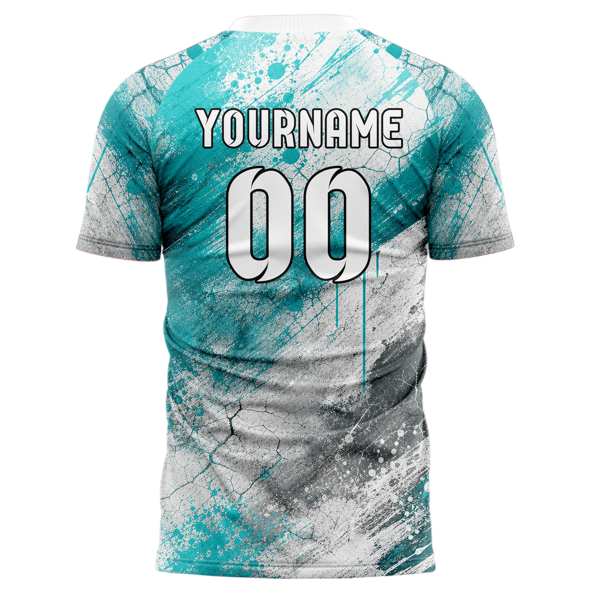 Aqua klassisches Graffiti Cracked Texture Design 03-0122 individuelles Fußballtrikot back