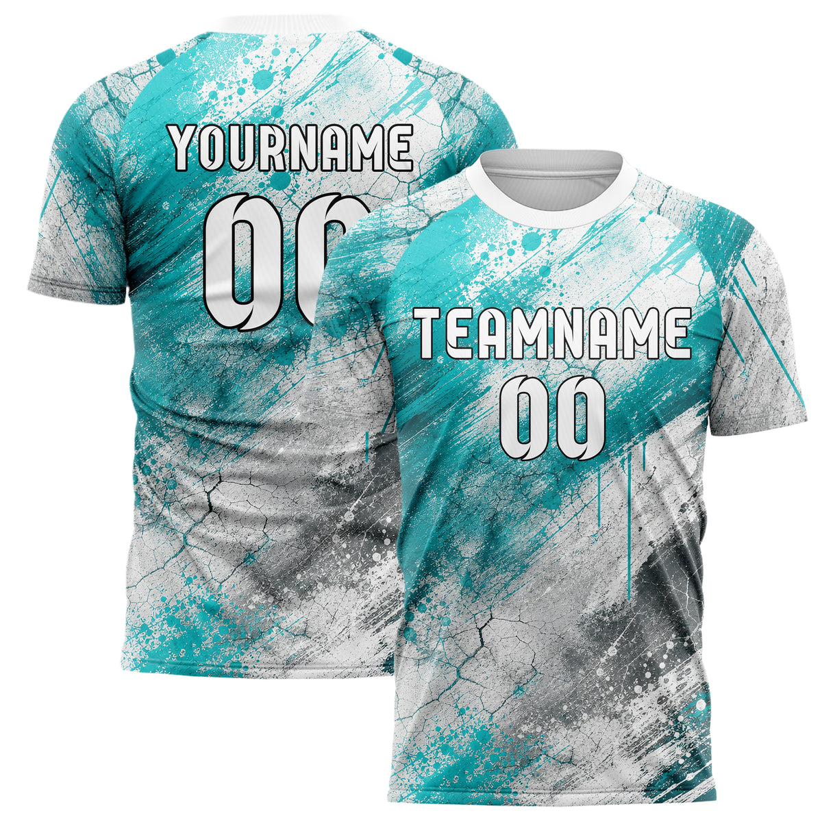 Aqua klassisches Graffiti Cracked Texture Design 03-0122 individuelles Fußballtrikot main