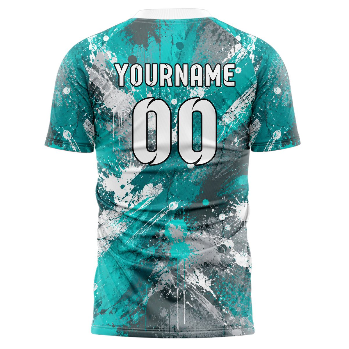 Aqua klassisches Graffiti diagonal Paint Flow Design 03-0059 individuelles Fußballtrikot back