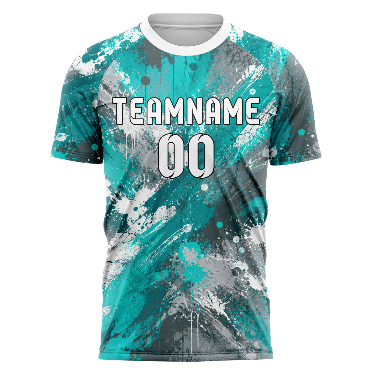 Aqua klassisches Graffiti diagonal Paint Flow Design 03-0059 individuelles Fußballtrikot front