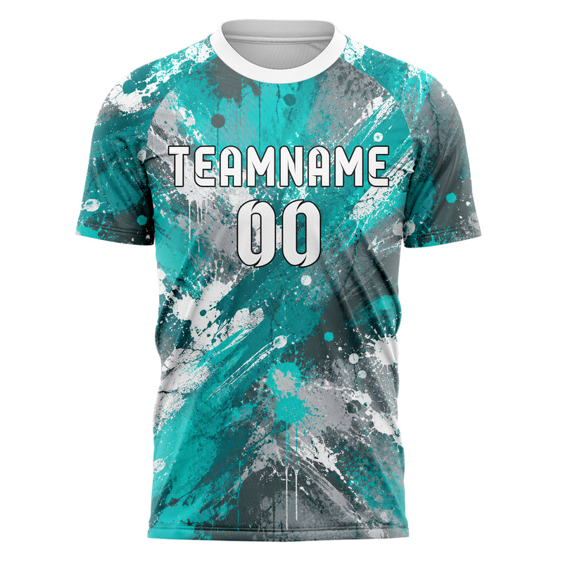 Aqua klassisches Graffiti diagonal Paint Flow Design 03-0059 individuelles Fußballtrikot front