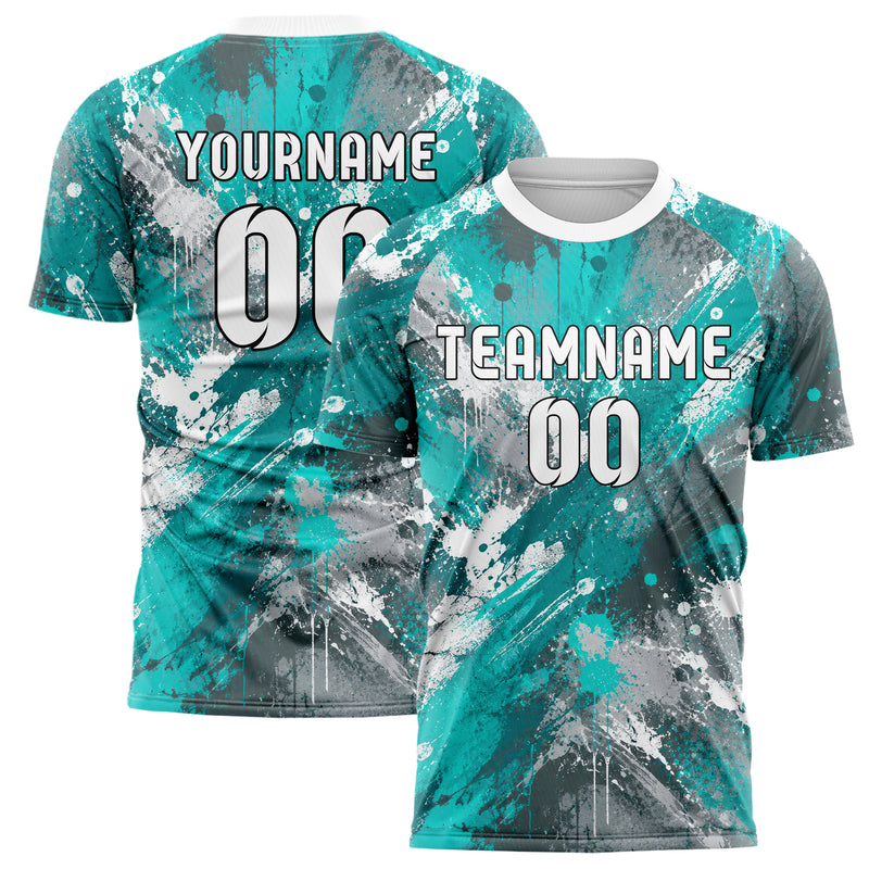 Aqua klassisches Graffiti diagonal Paint Flow Design 03-0059 individuelles Fußballtrikot main