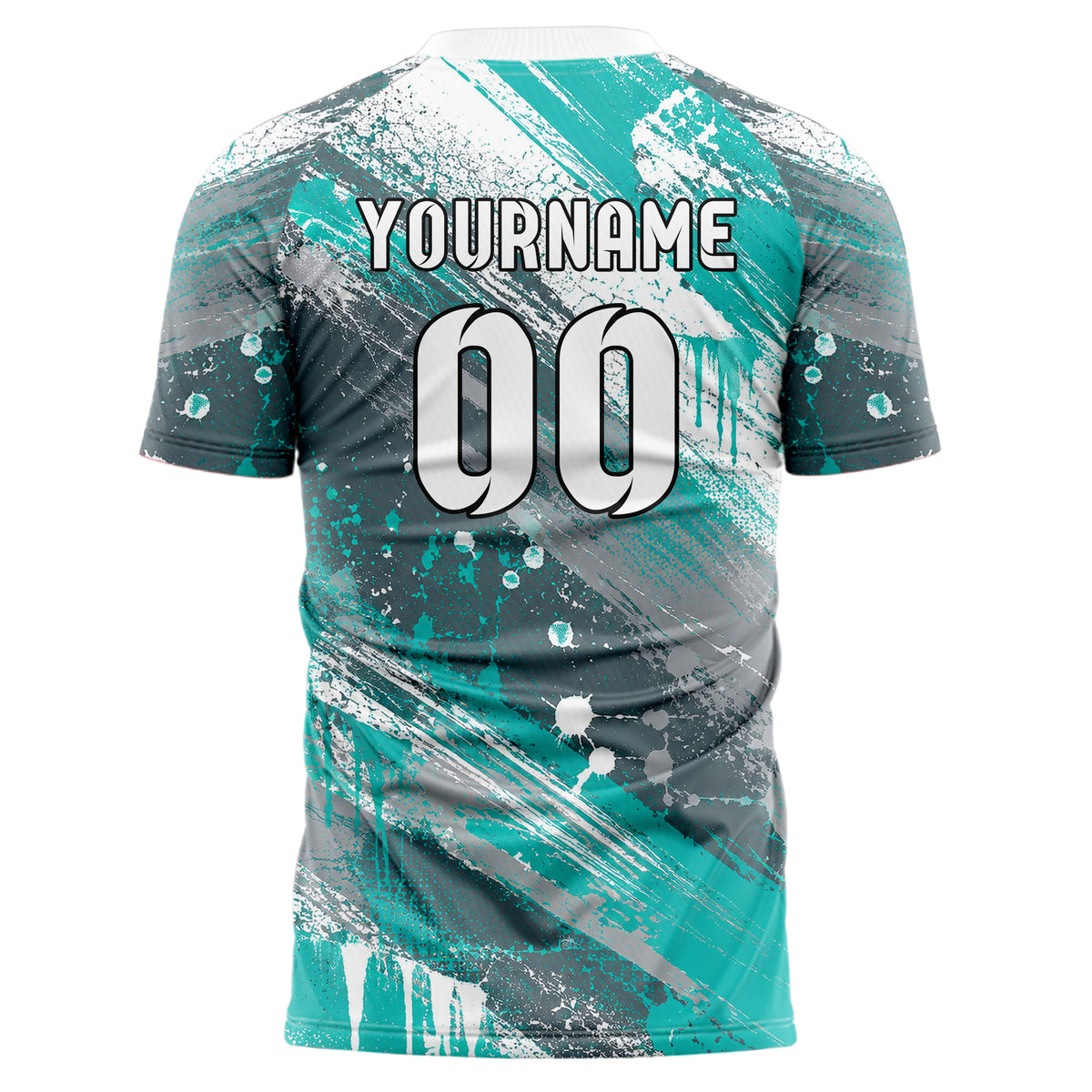 Aqua klassisches Graffiti diagonal Paint Flow Design 03-0347 individuelles Fußballtrikot back