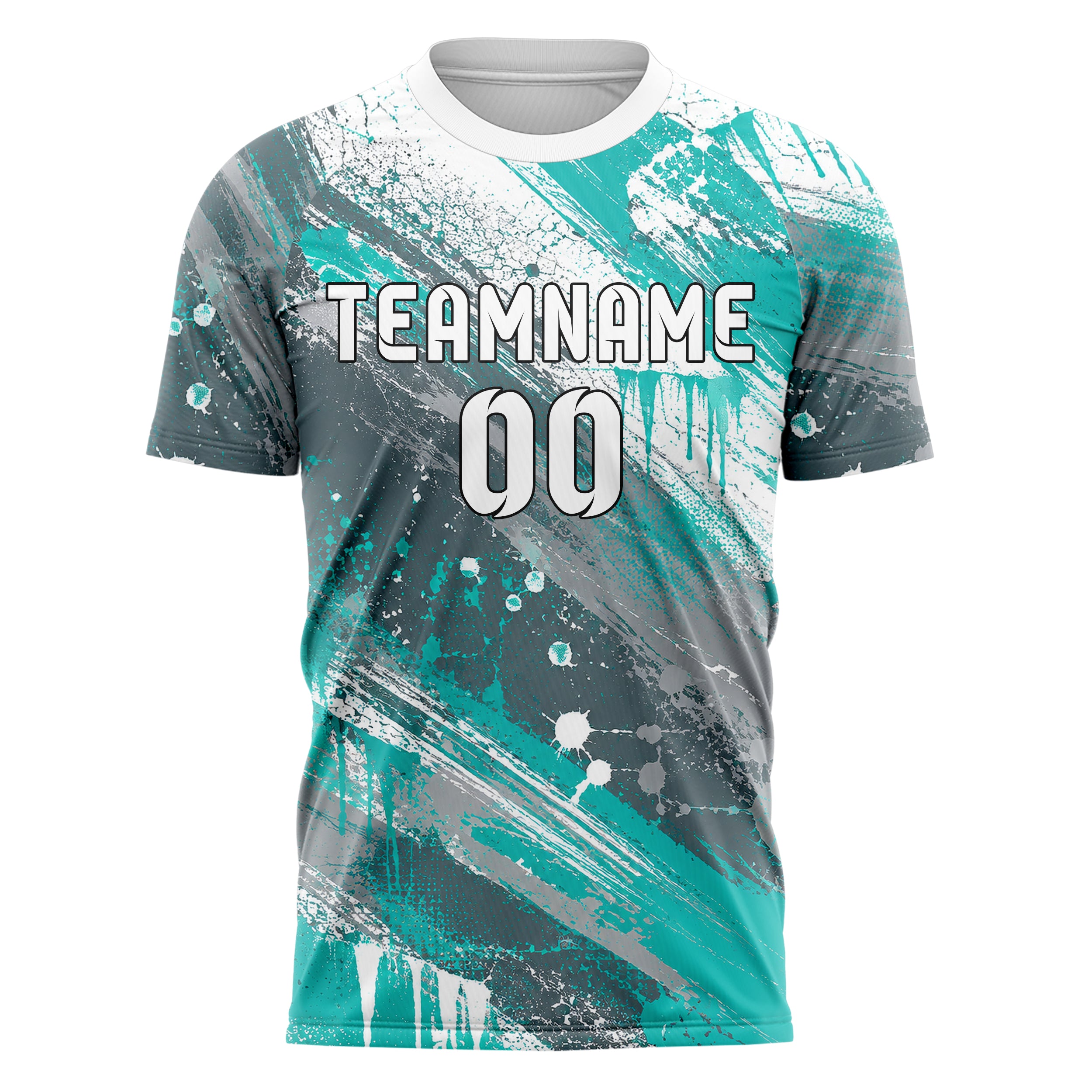 Aqua klassisches Graffiti diagonal Paint Flow Design 03-0347 individuelles Fußballtrikot front