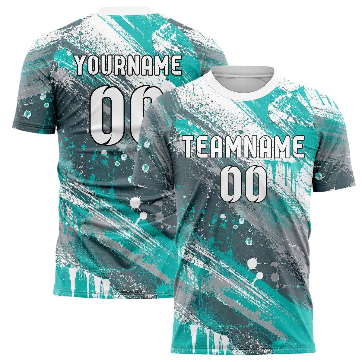 Aqua klassisches Graffiti diagonal Paint Flow Design 03-0347 individuelles Fußballtrikot main