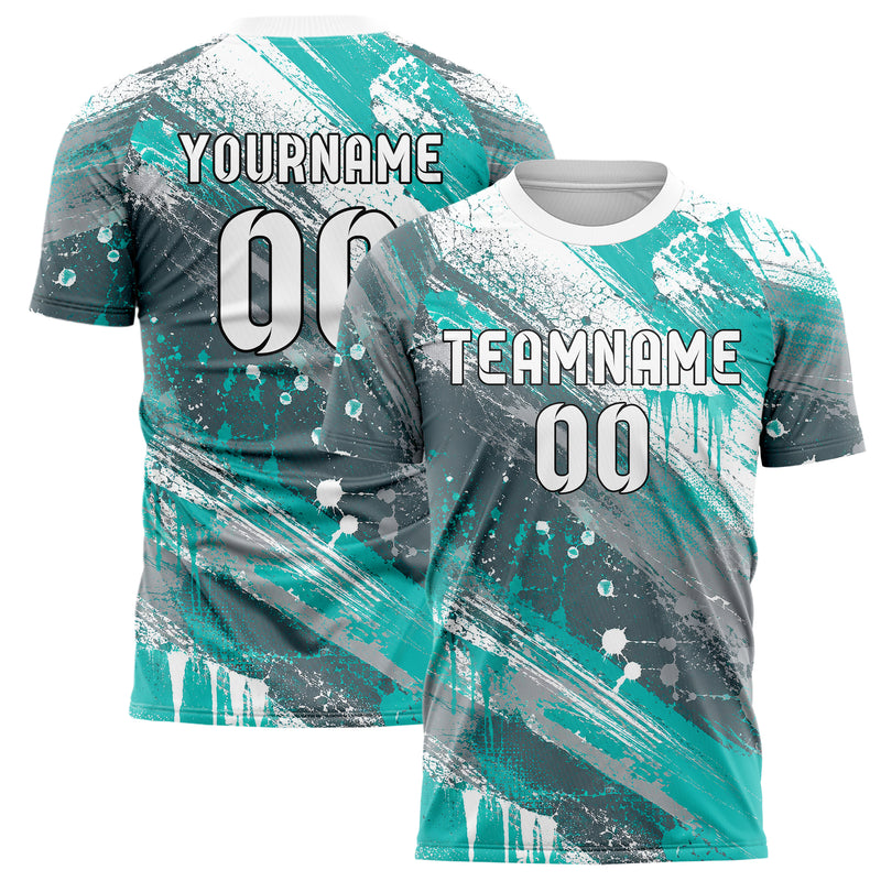Aqua klassisches Graffiti diagonal Paint Flow Design 03-0347 individuelles Fußballtrikot main