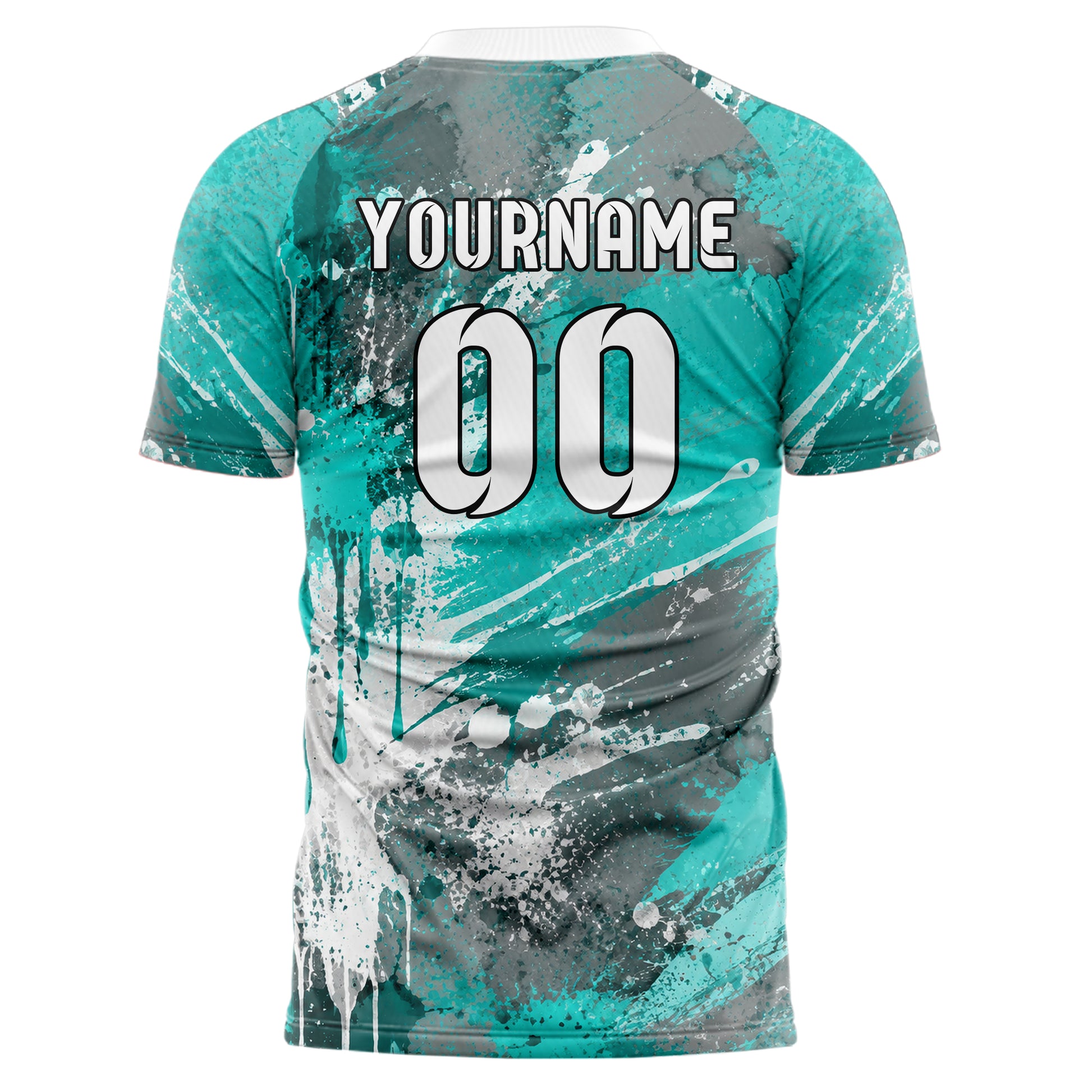 Aqua klassisches Graffiti Drip Paint Design 03-0068 individuelles Fußballtrikot back