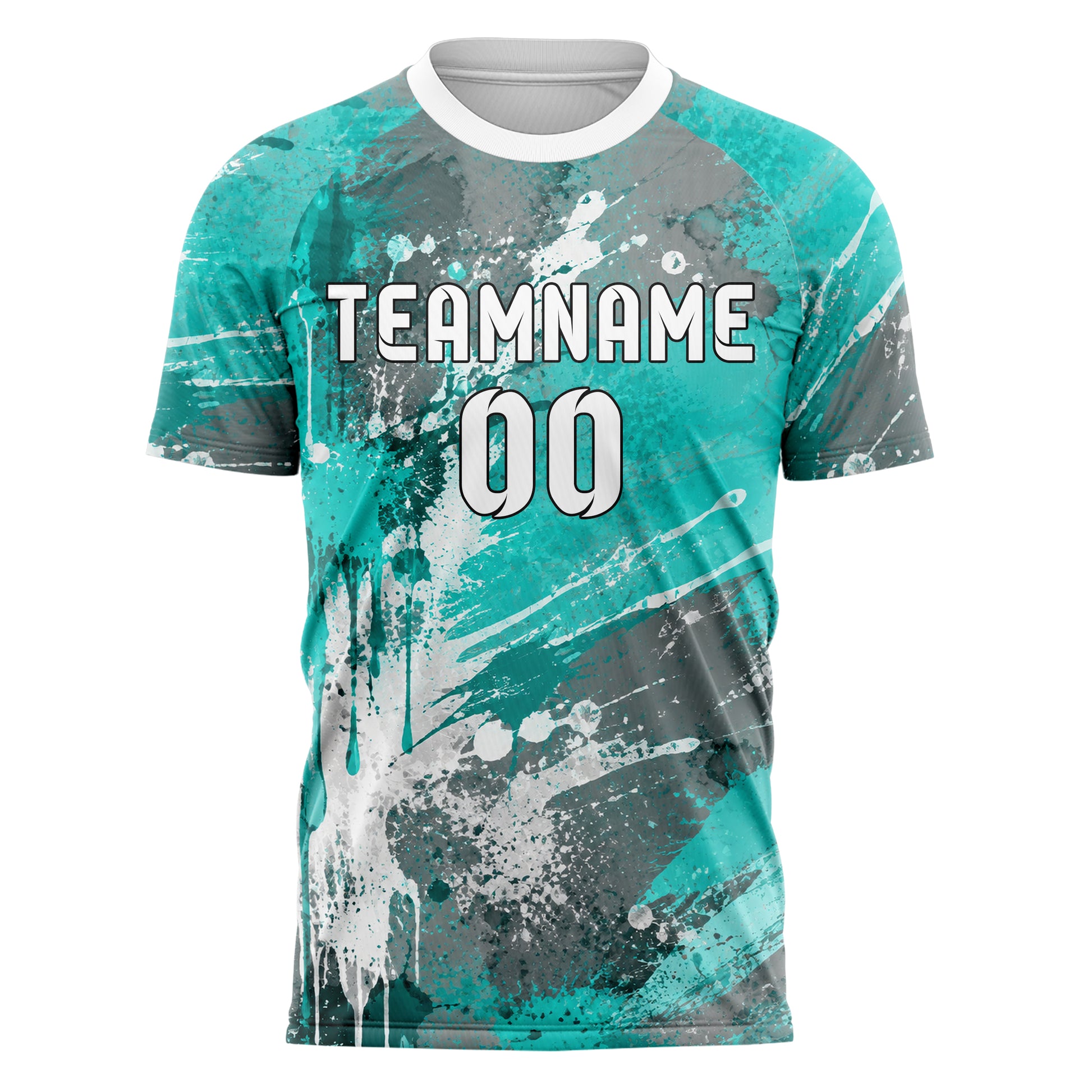 Aqua klassisches Graffiti Drip Paint Design 03-0068 individuelles Fußballtrikot front