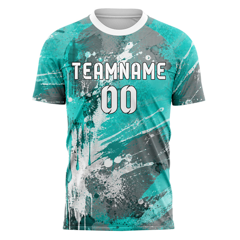 Aqua klassisches Graffiti Drip Paint Design 03-0068 individuelles Fußballtrikot front