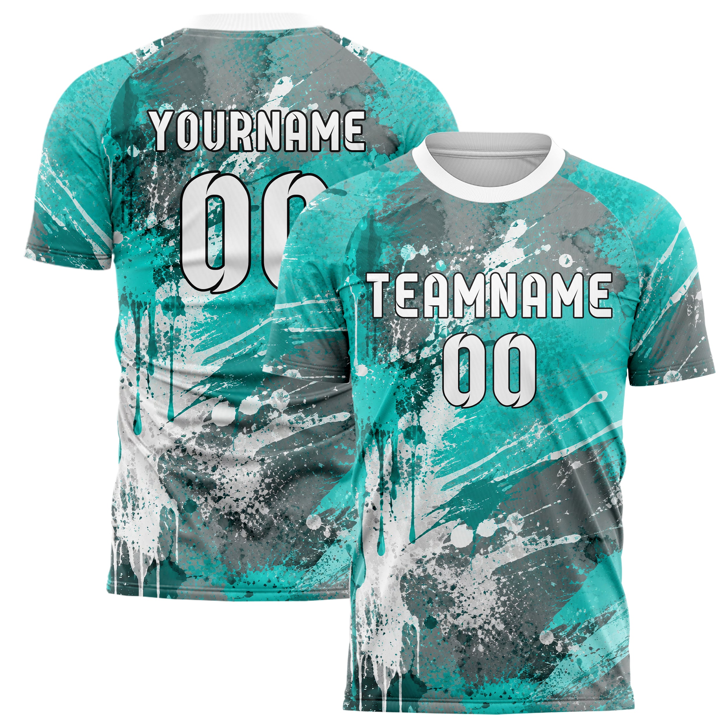Aqua klassisches Graffiti Drip Paint Design 03-0068 individuelles Fußballtrikot main