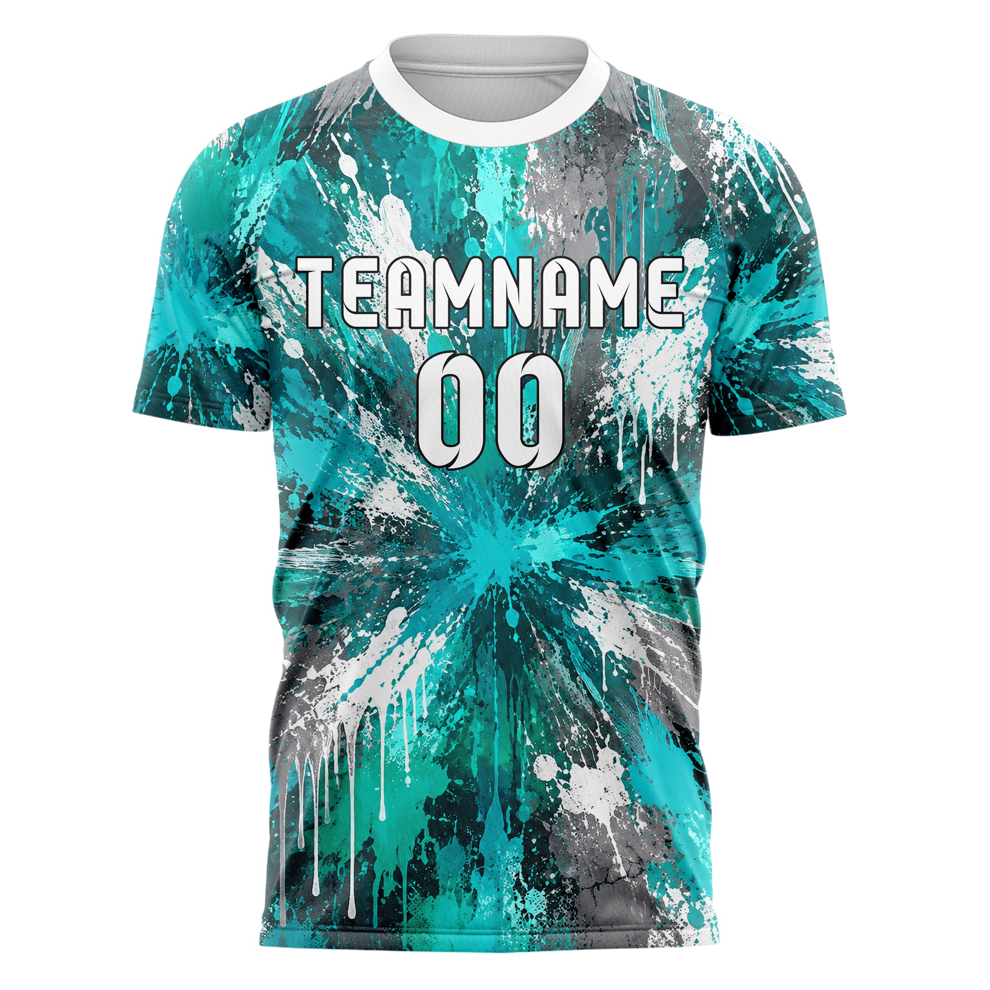 Aqua klassisches Graffiti Drip Paint Design 03-0356 individuelles Fußballtrikot front
