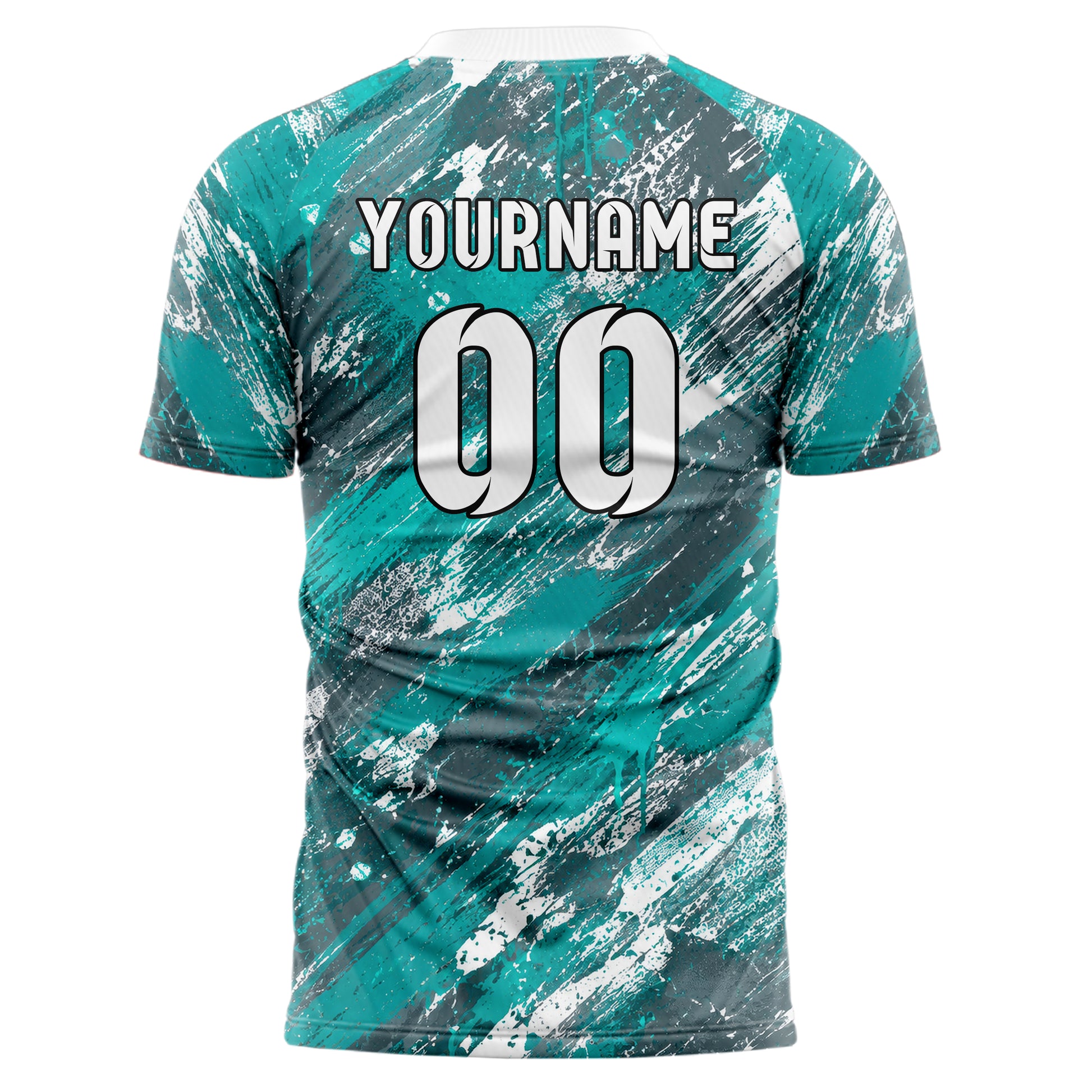 Aqua klassisches Graffiti Grunge Smear Design 03-0161 individuelles Fußballtrikot back