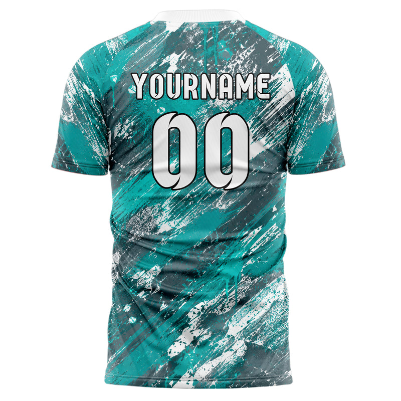 Aqua klassisches Graffiti Grunge Smear Design 03-0161 individuelles Fußballtrikot back