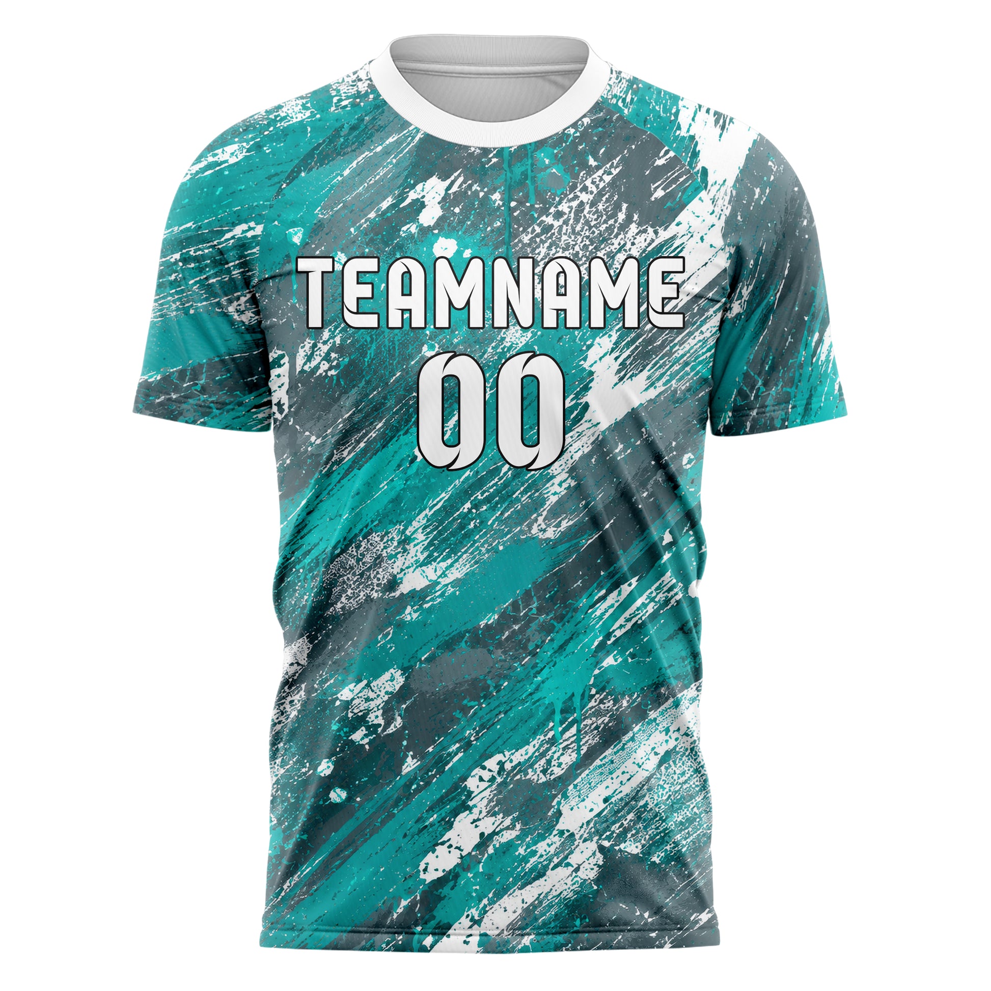 Aqua klassisches Graffiti Grunge Smear Design 03-0161 individuelles Fußballtrikot front