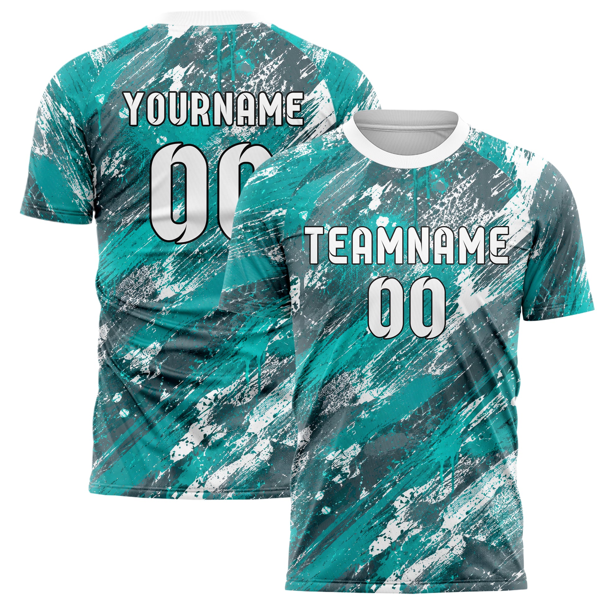 Aqua klassisches Graffiti Grunge Smear Design 03-0161 individuelles Fußballtrikot main