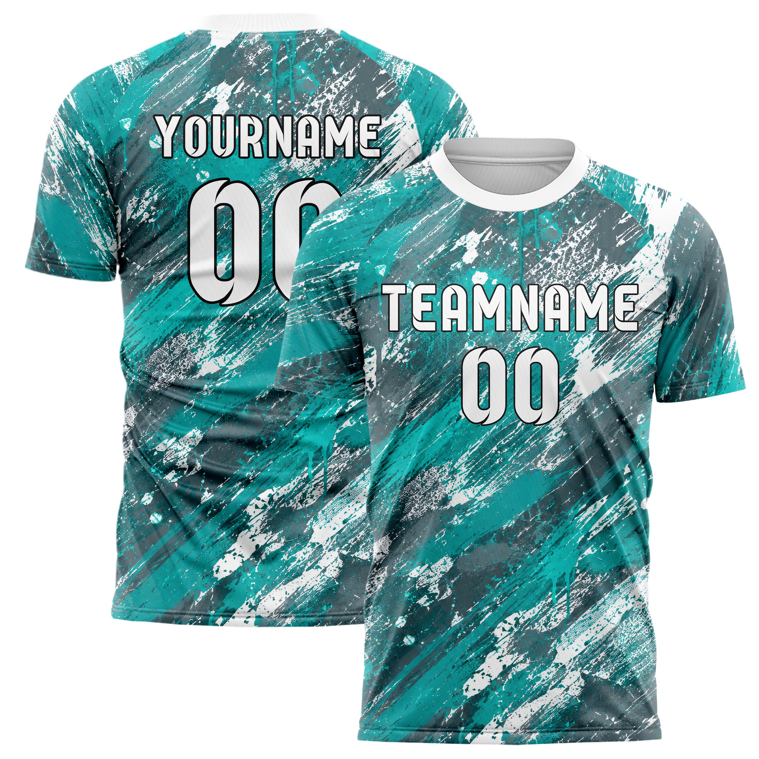 Aqua klassisches Graffiti Grunge Smear Design 03-0161 individuelles Fußballtrikot main