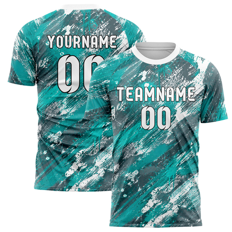 Aqua klassisches Graffiti Grunge Smear Design 03-0161 individuelles Fußballtrikot main