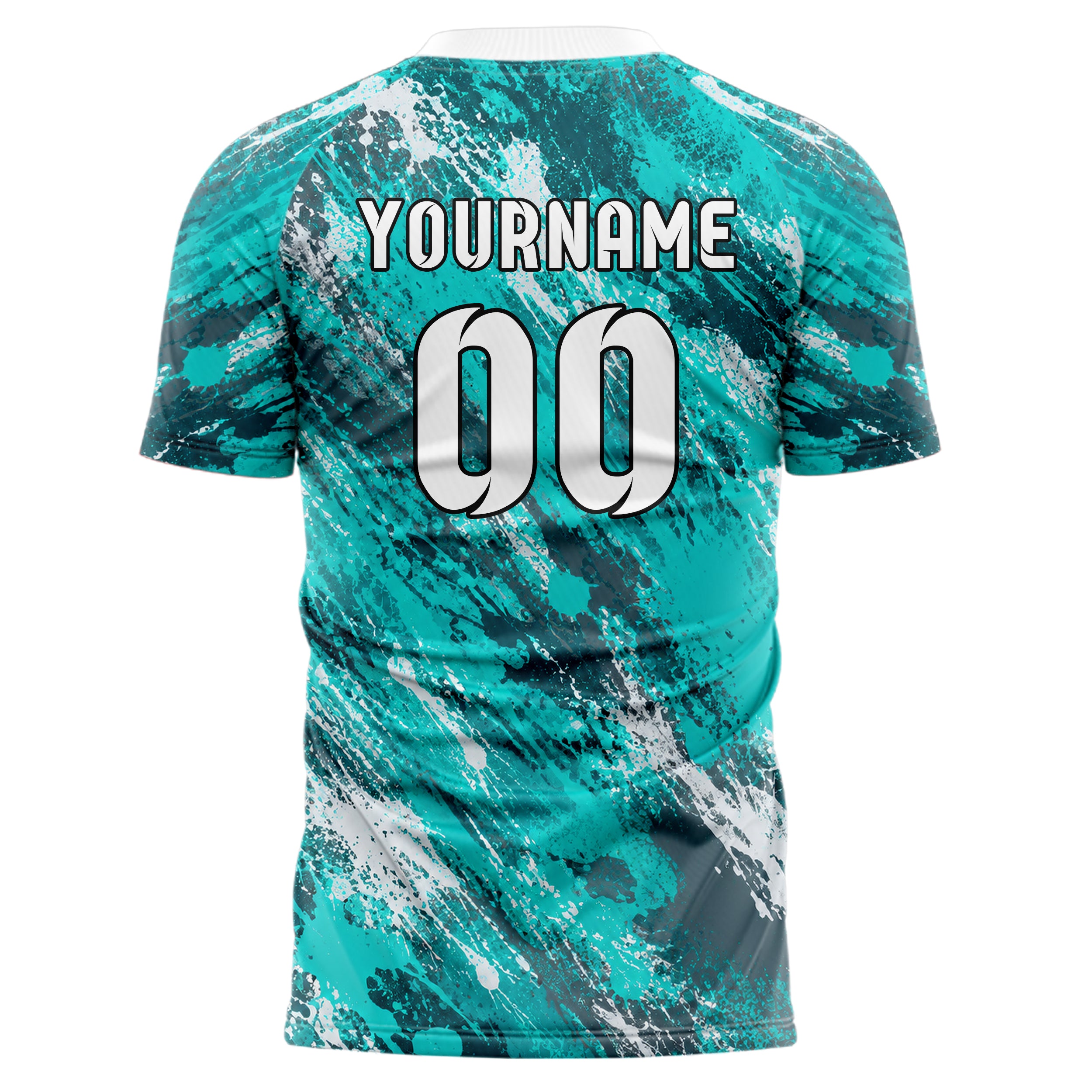 Aqua klassisches Graffiti Grunge Smear Design 03-0305 individuelles Fußballtrikot back