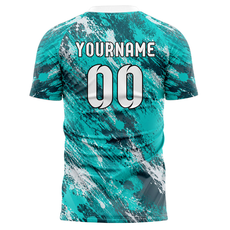 Aqua klassisches Graffiti Grunge Smear Design 03-0305 individuelles Fußballtrikot back