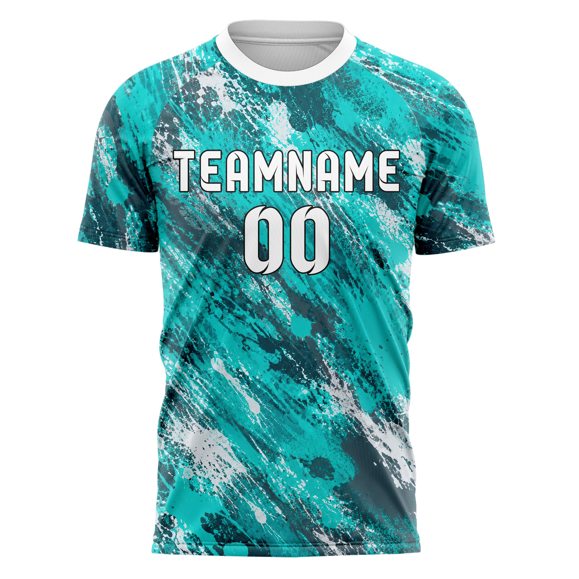 Aqua klassisches Graffiti Grunge Smear Design 03-0305 individuelles Fußballtrikot front