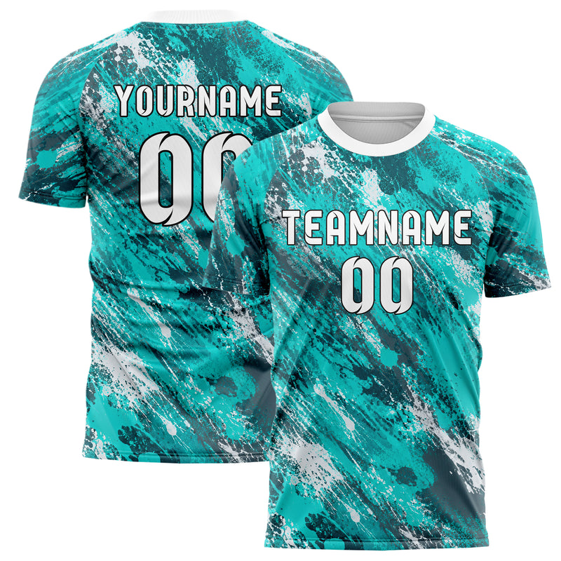 Aqua klassisches Graffiti Grunge Smear Design 03-0305 individuelles Fußballtrikot main