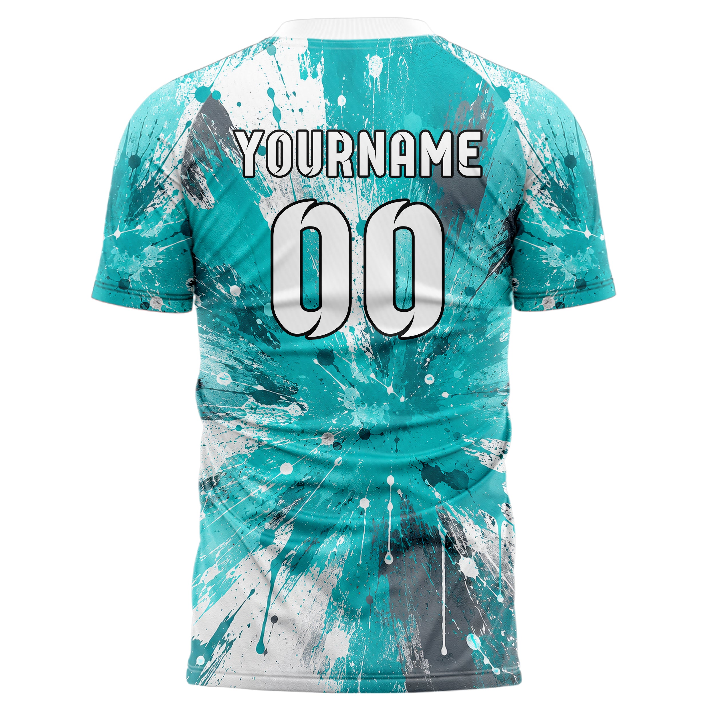 Aqua klassisches Graffiti Ink Splash Design 03-0269 individuelles Fußballtrikot back