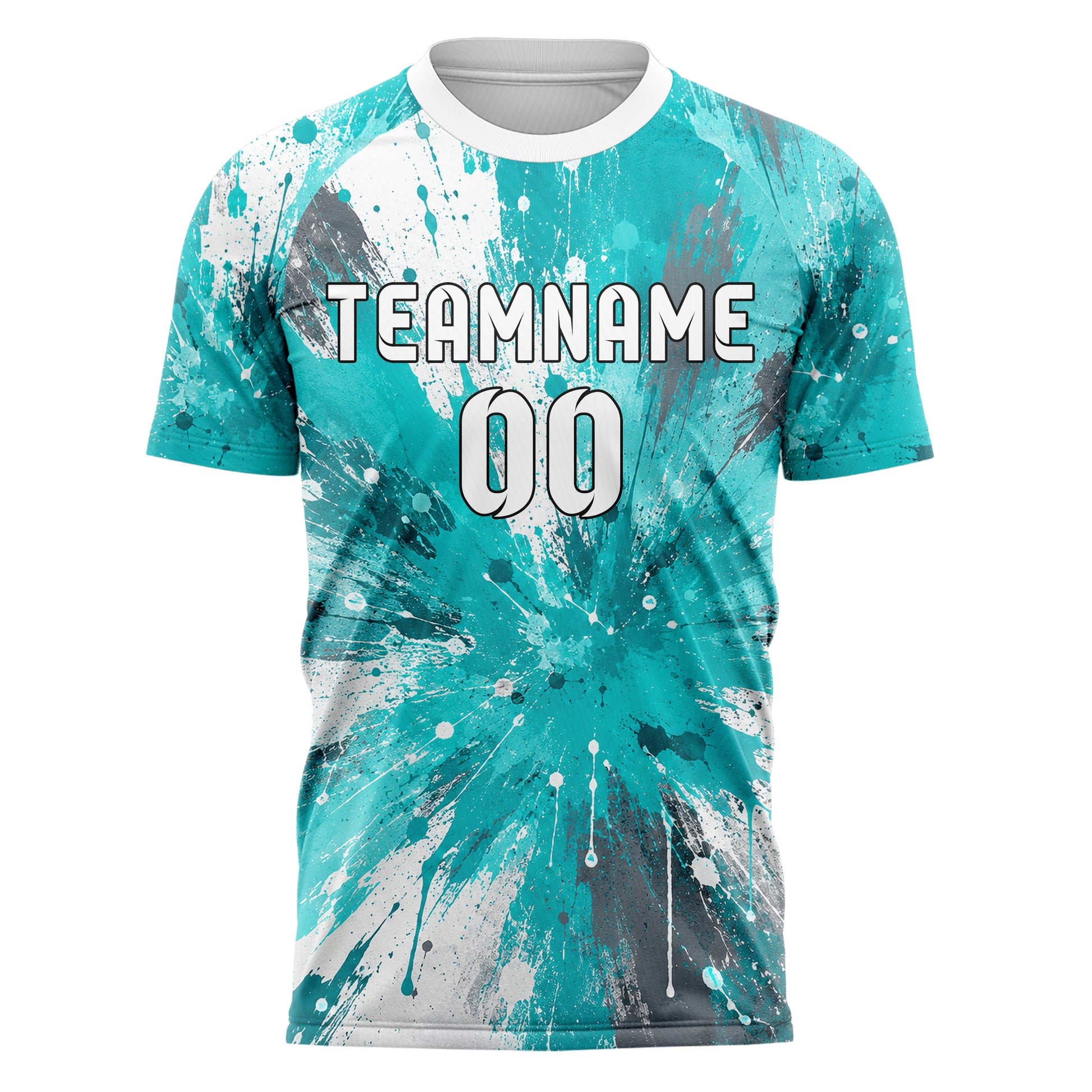 Aqua klassisches Graffiti Ink Splash Design 03-0269 individuelles Fußballtrikot front