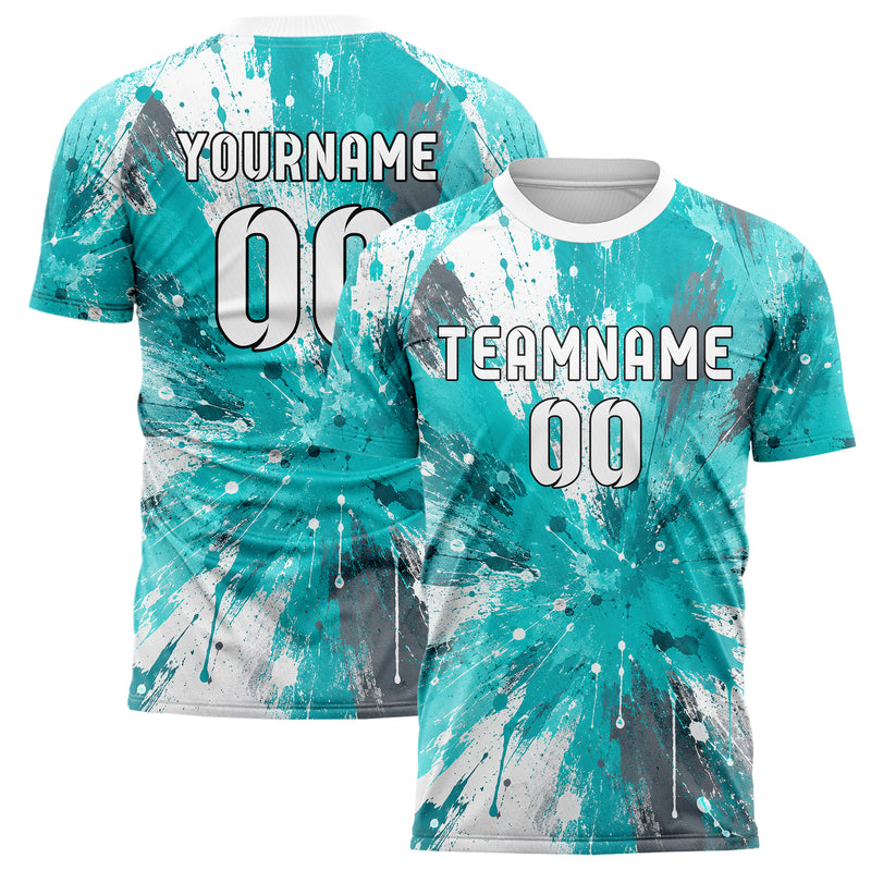 Aqua klassisches Graffiti Ink Splash Design 03-0269 individuelles Fußballtrikot main