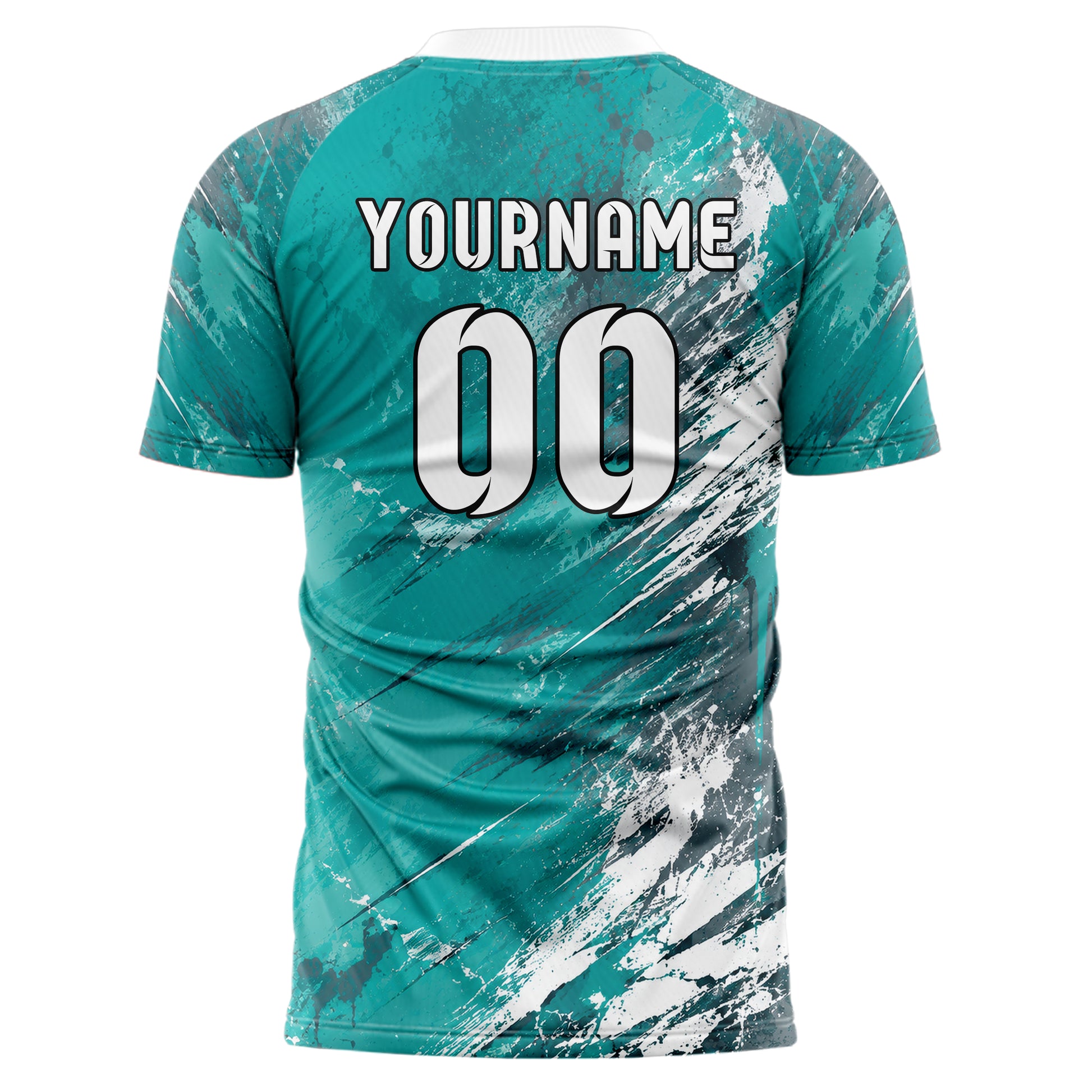 Aqua klassisches Graffiti Scratch Marks Design 03-0062 individuelles Fußballtrikot back