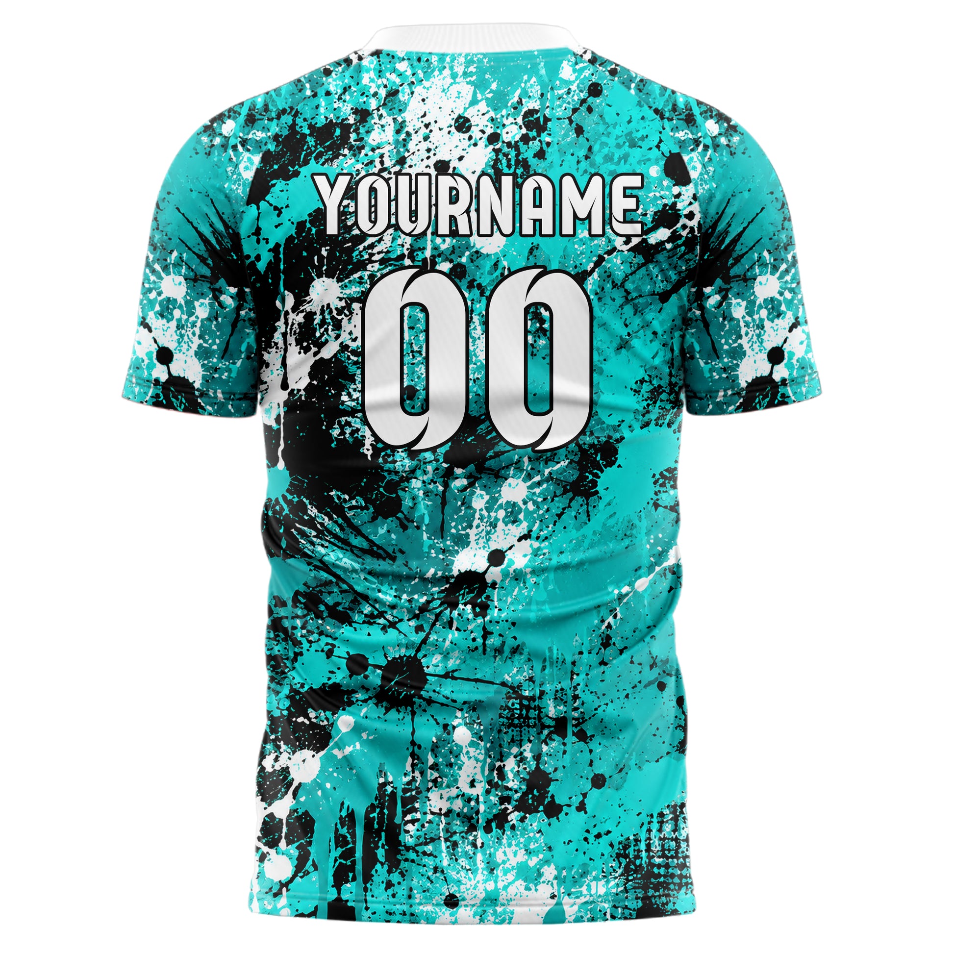 Cyan lebendiges Graffiti Ink Splash Design 03-0093 individuelles Fußballtrikot back
