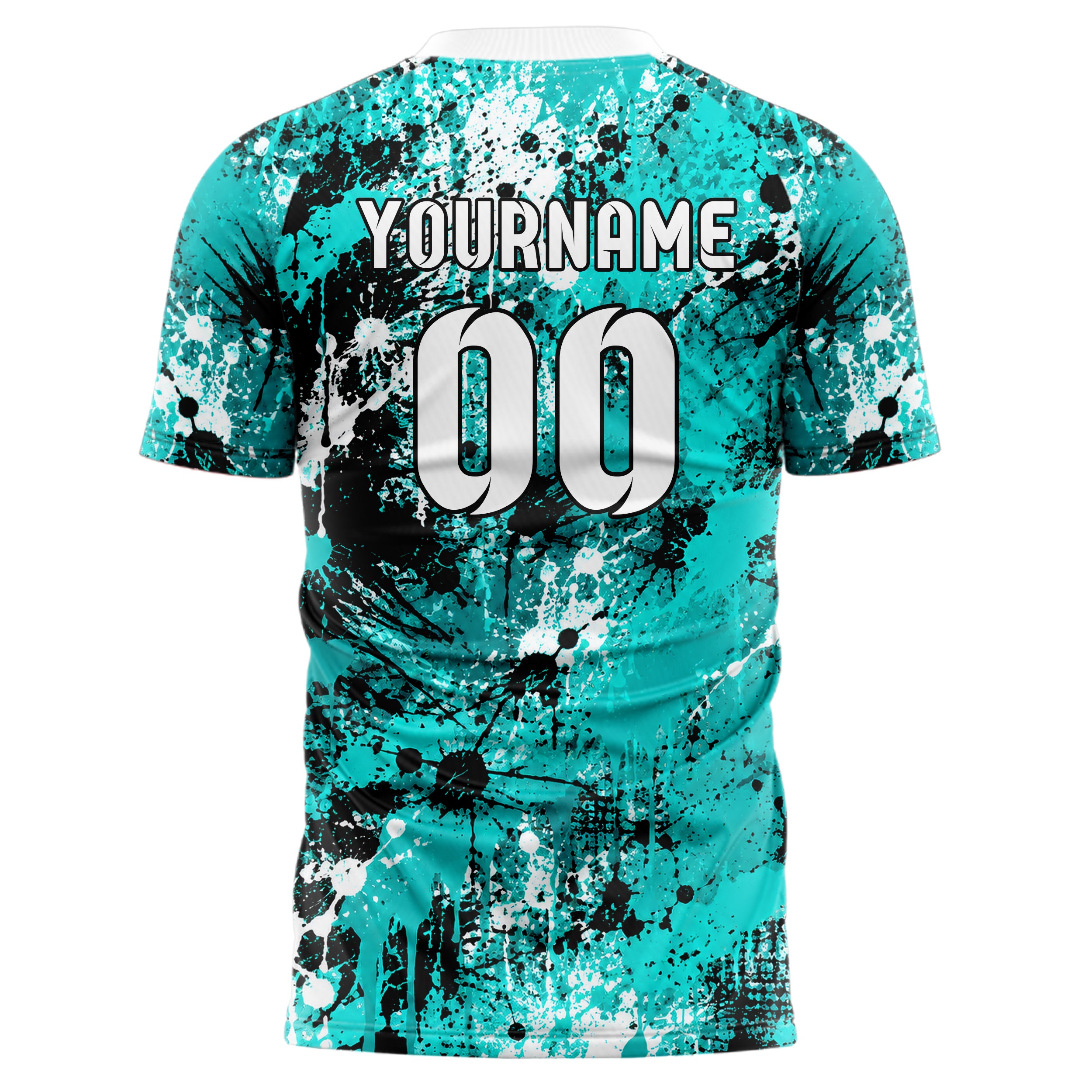 Cyan lebendiges Graffiti Ink Splash Design 03-0093 individuelles Fußballtrikot back