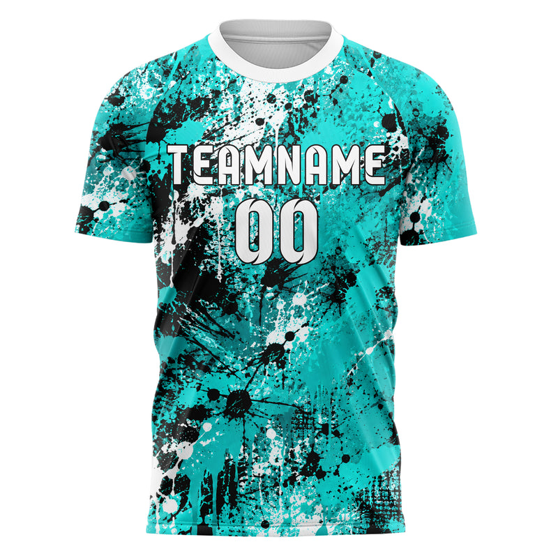 Cyan lebendiges Graffiti Ink Splash Design 03-0093 individuelles Fußballtrikot front