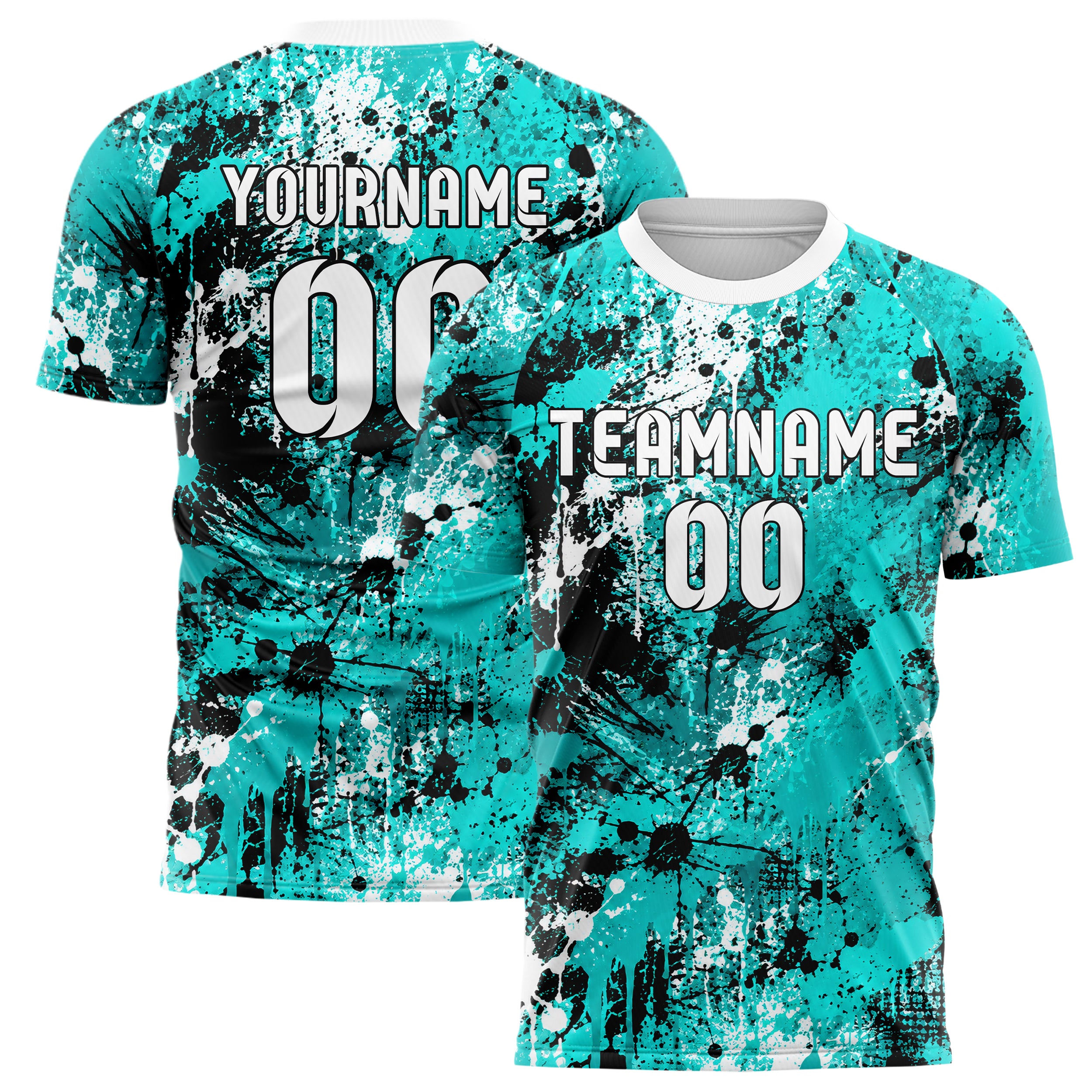 Cyan lebendiges Graffiti Ink Splash Design 03-0093 individuelles Fußballtrikot main