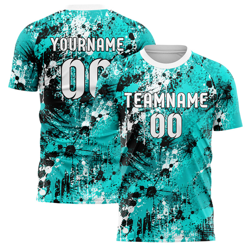 Cyan lebendiges Graffiti Ink Splash Design 03-0093 individuelles Fußballtrikot main