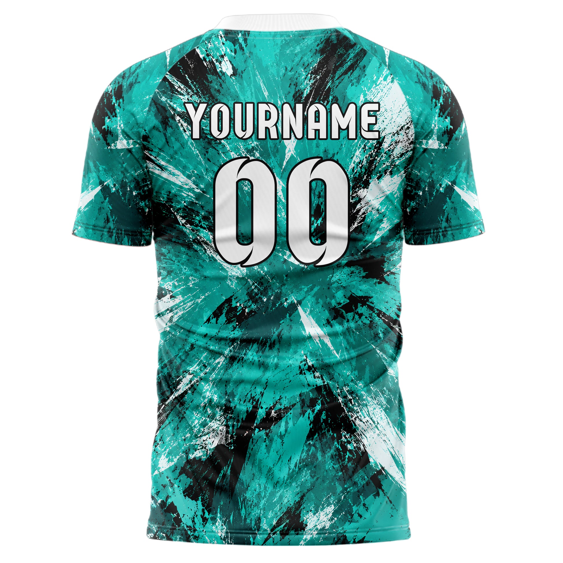 Cyan lebendiges Graffiti Scratch Marks Design 03-0078 individuelles Fußballtrikot back