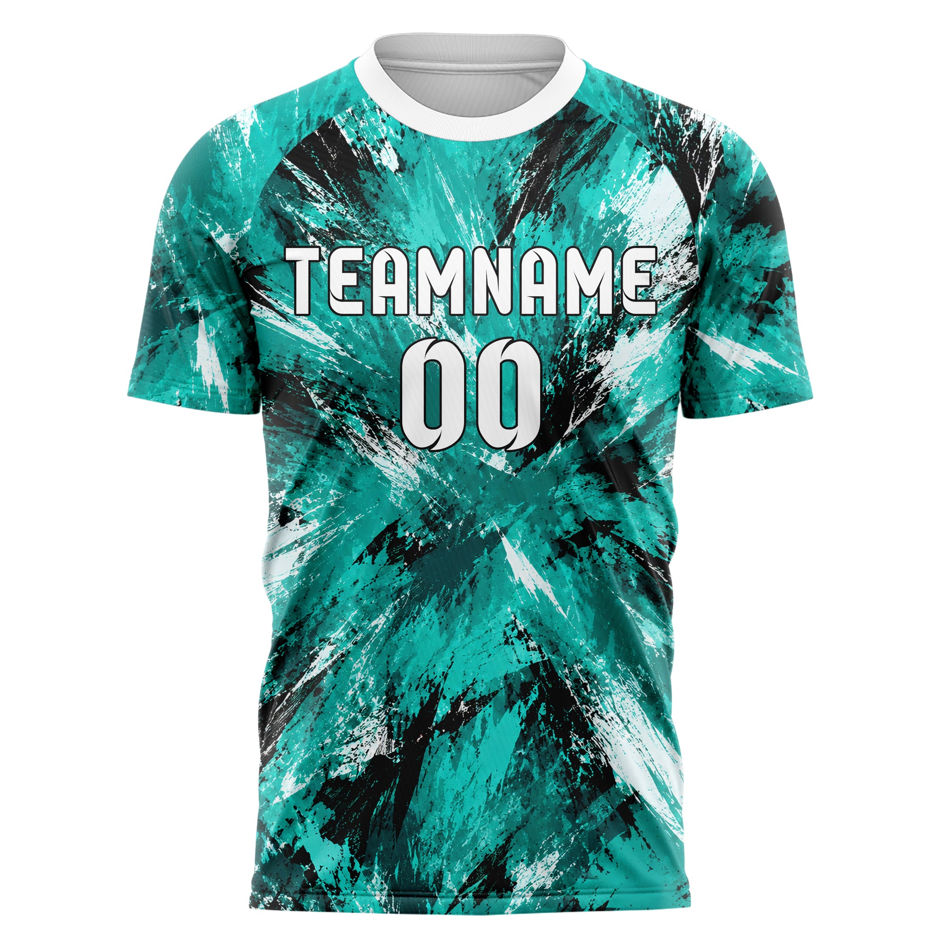 Cyan lebendiges Graffiti Scratch Marks Design 03-0078 individuelles Fußballtrikot front
