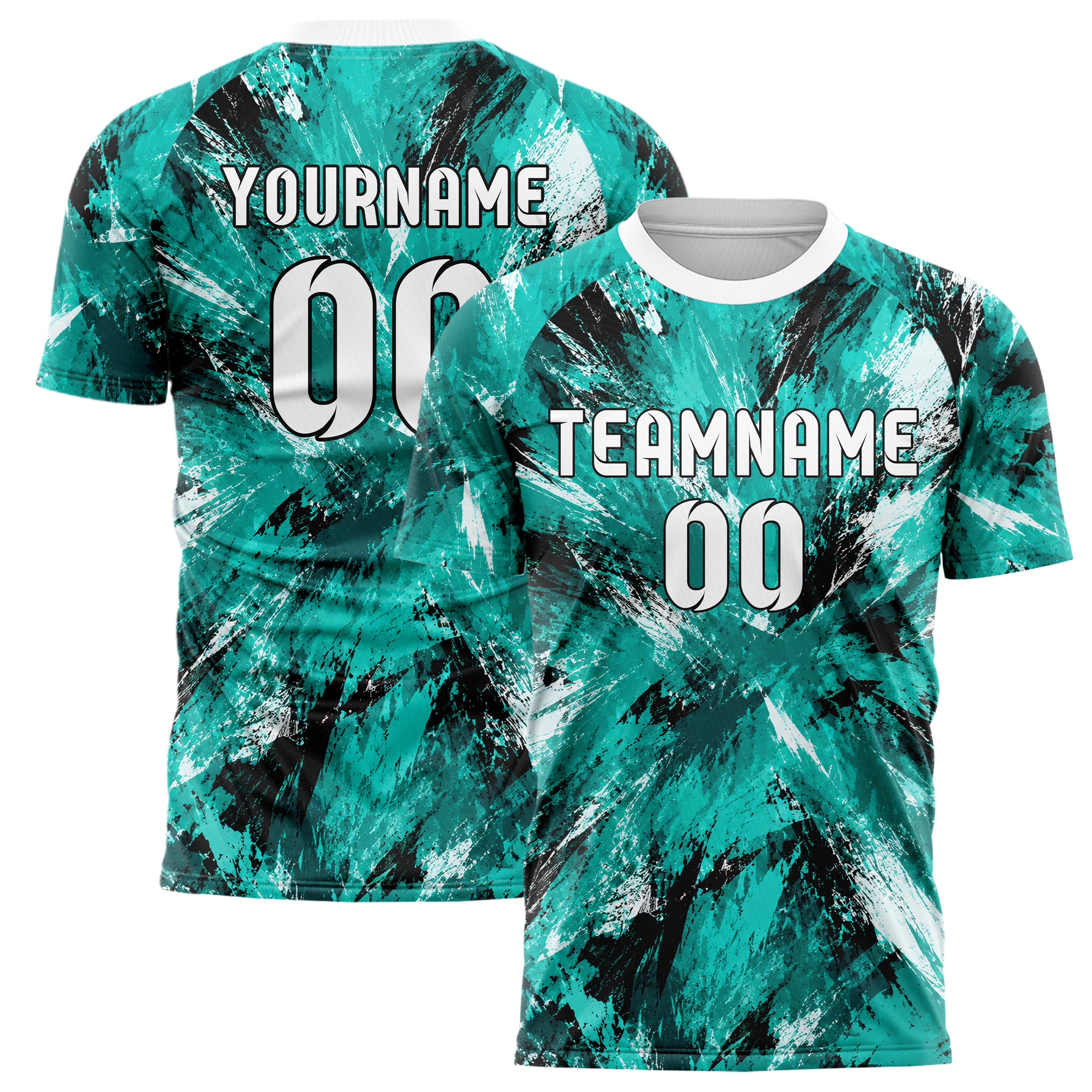 Cyan lebendiges Graffiti Scratch Marks Design 03-0078 individuelles Fußballtrikot main