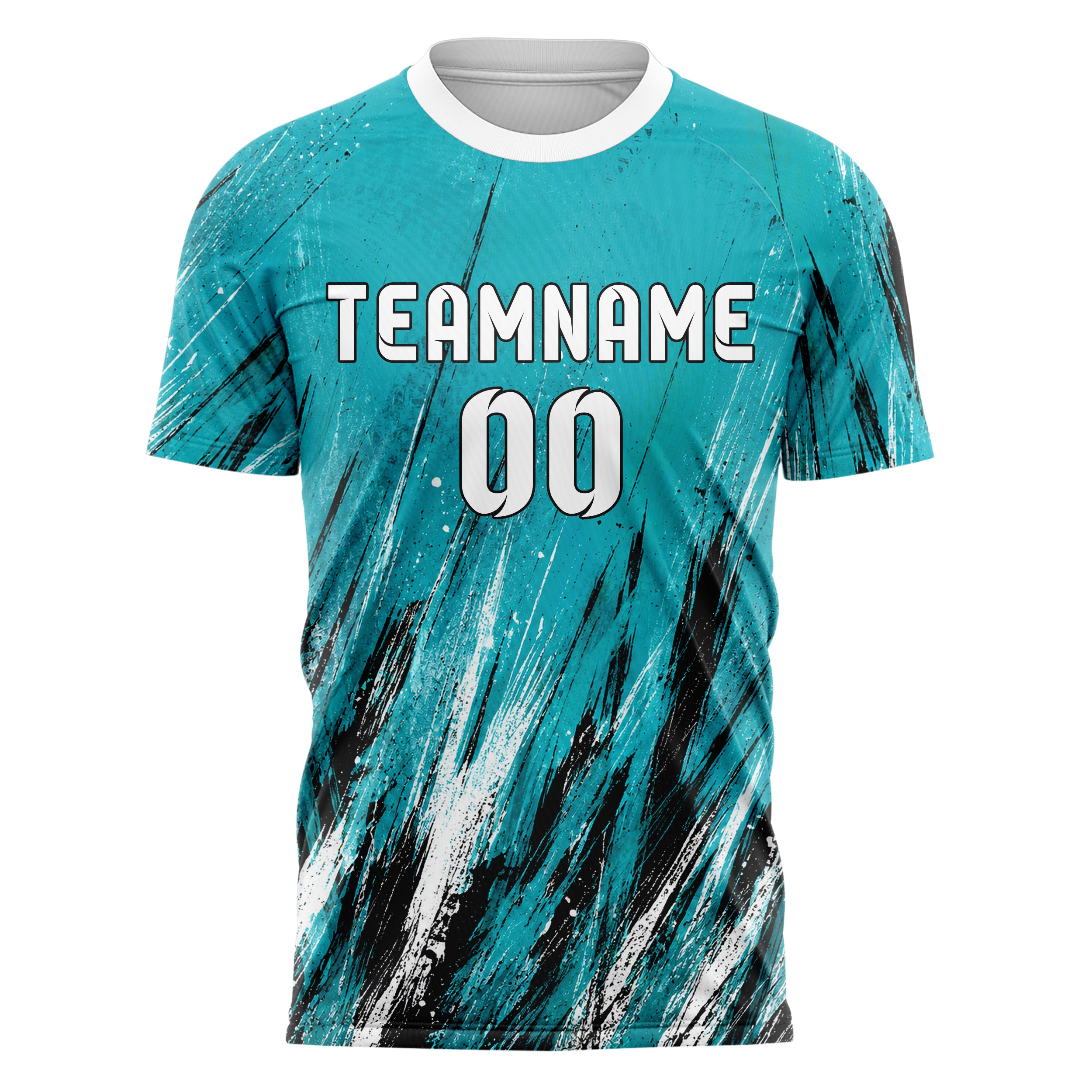 Cyan lebendiges Graffiti Scratch Marks Design 03-0222 individuelles Fußballtrikot front