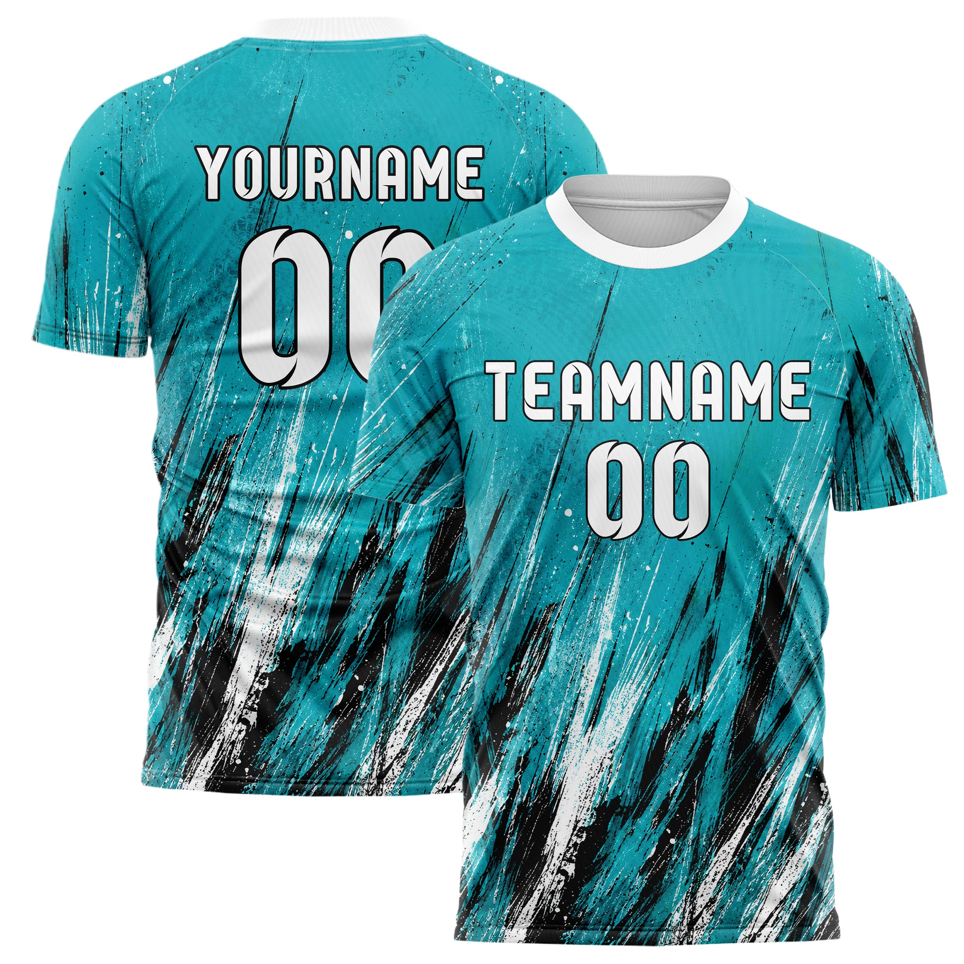 Cyan lebendiges Graffiti Scratch Marks Design 03-0222 individuelles Fußballtrikot main