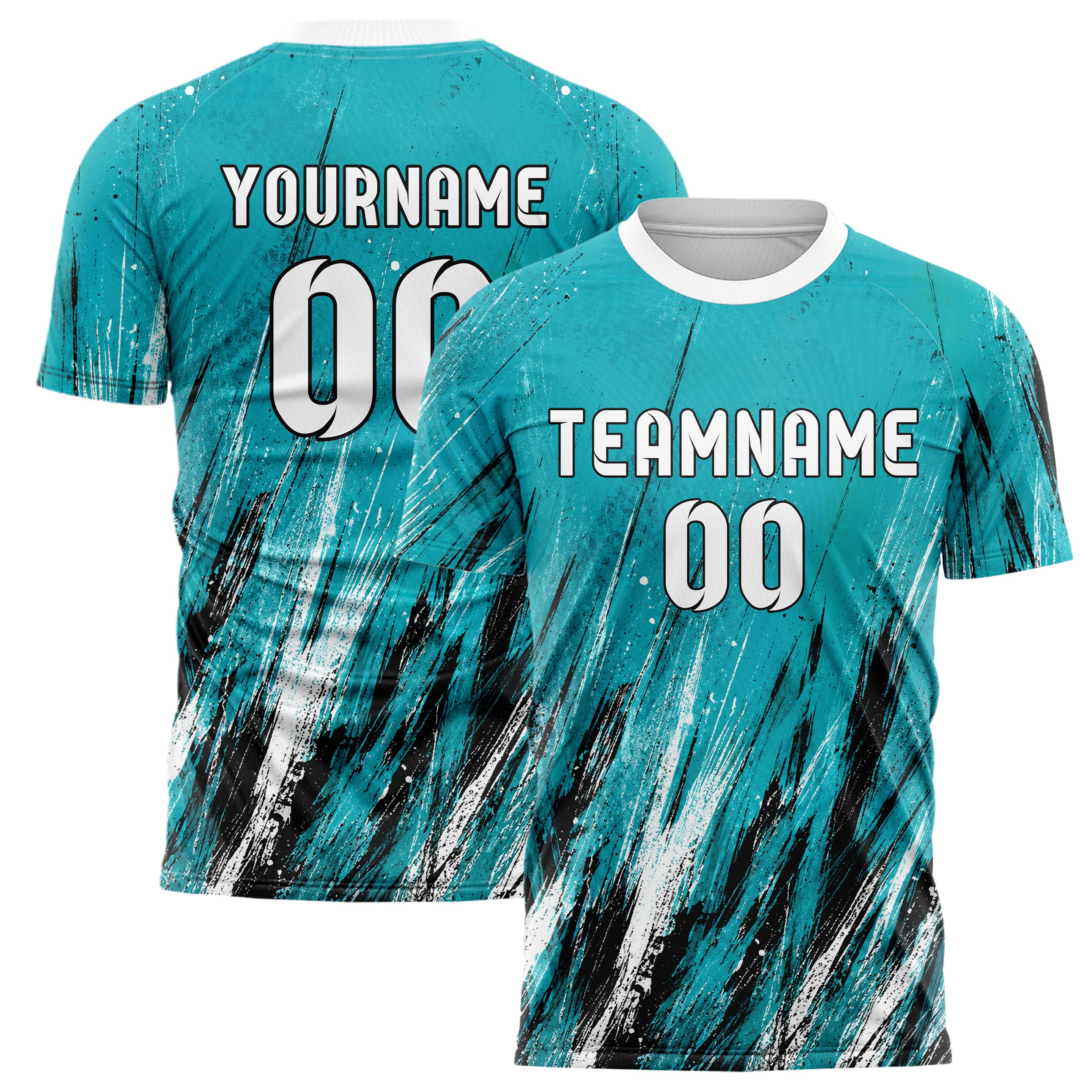 Cyan lebendiges Graffiti Scratch Marks Design 03-0222 individuelles Fußballtrikot main
