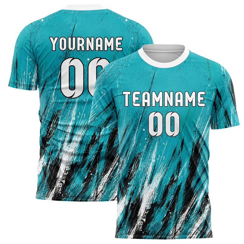 Cyan lebendiges Graffiti Scratch Marks Design 03-0222 individuelles Fußballtrikot main