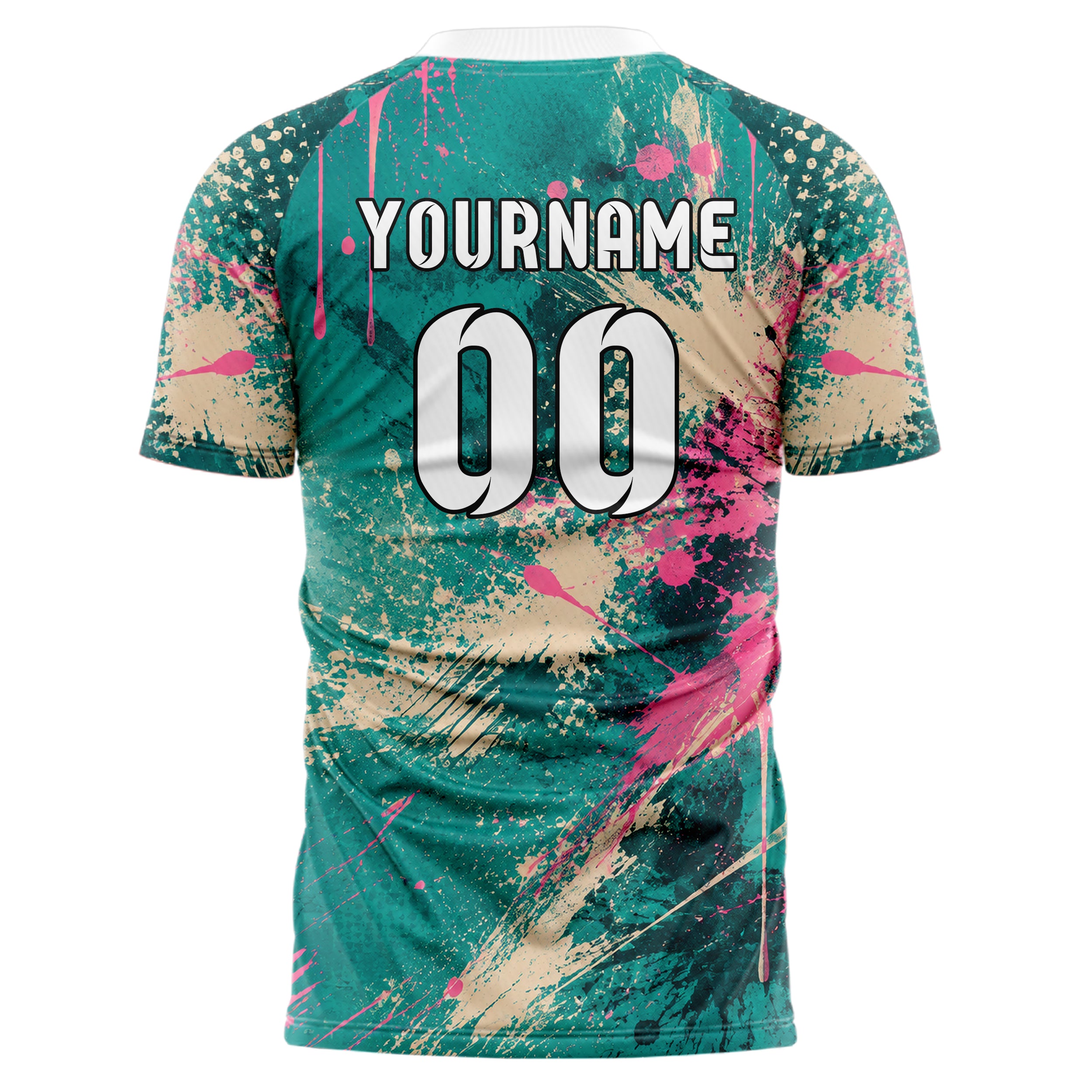 Petrol lebendiges Graffiti Center Burst Splatter Design 03-0247 individuelles Fußballtrikot back