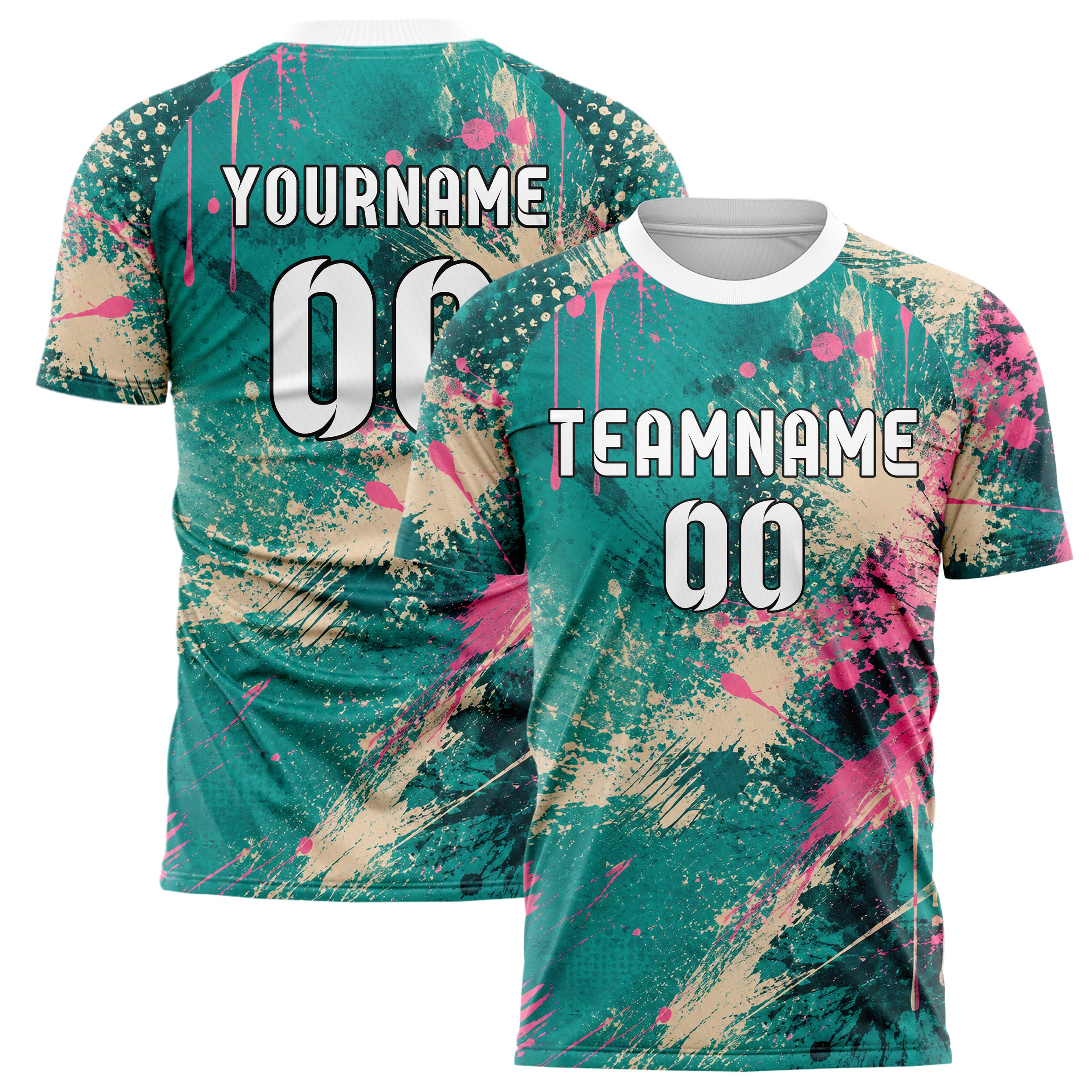 Petrol lebendiges Graffiti Center Burst Splatter Design 03-0247 individuelles Fußballtrikot main