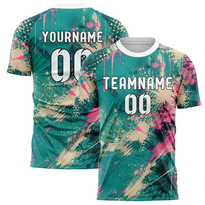 Petrol lebendiges Graffiti Center Burst Splatter Design 03-0247 individuelles Fußballtrikot main
