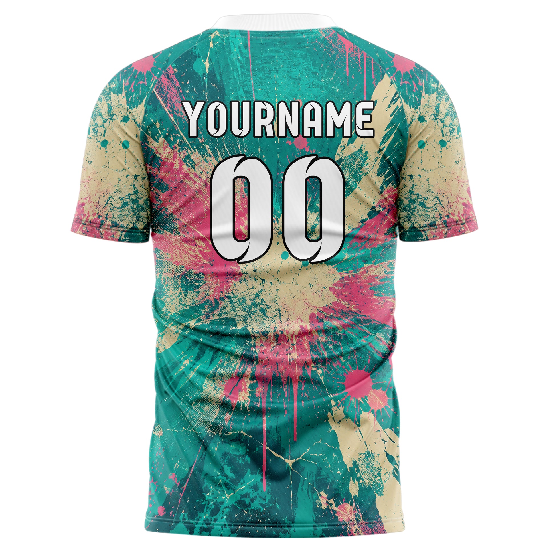 Petrol lebendiges Graffiti Center Burst Splatter Design 03-0343 individuelles Fußballtrikot back